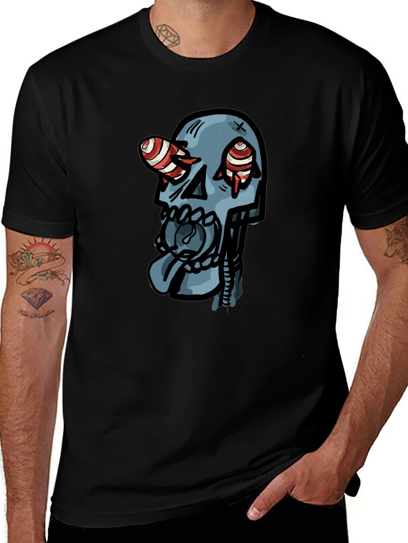 Variant 8 of Skull Graphic Print Black T-Shirt