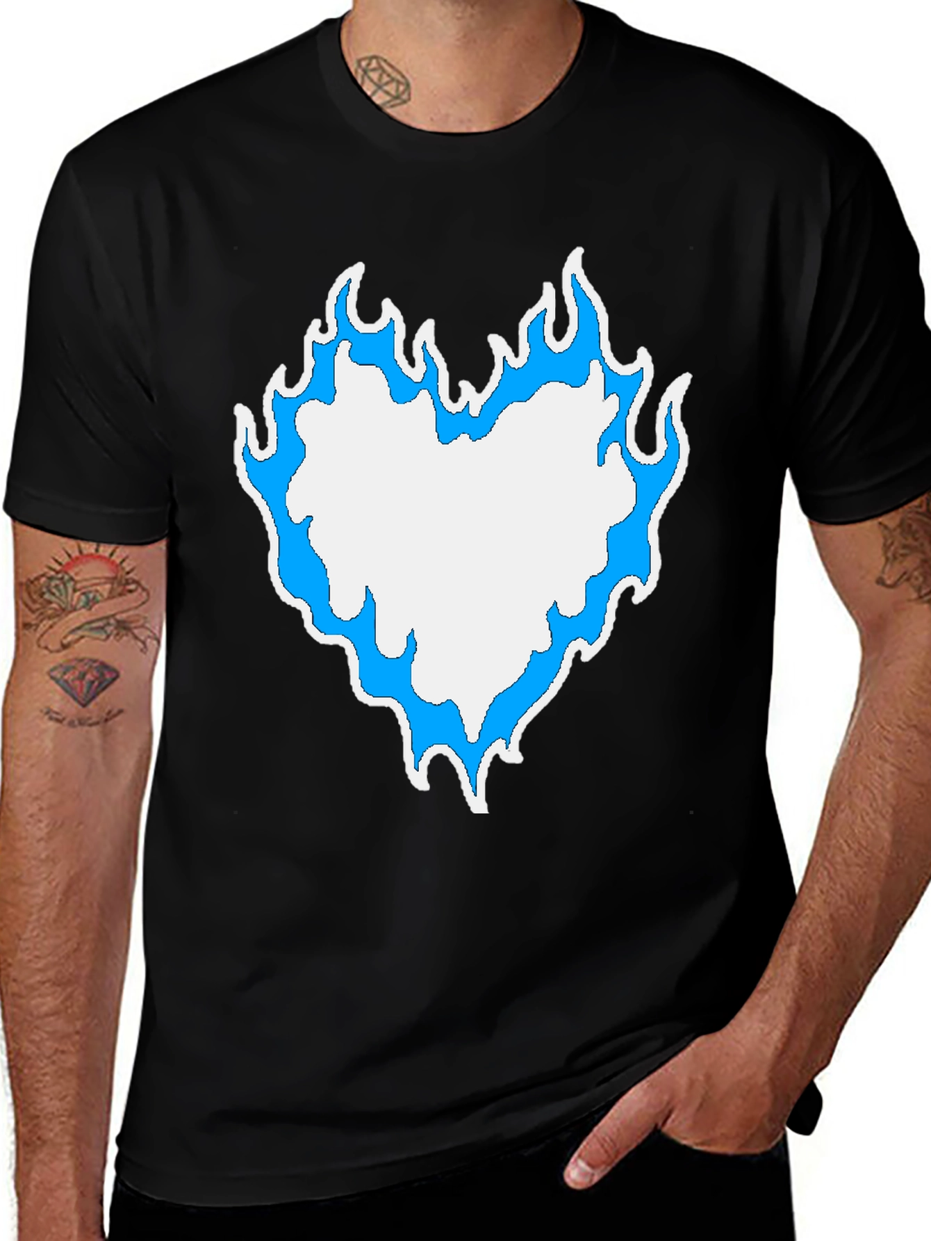 Flame Heart Graphic Tee - Black
