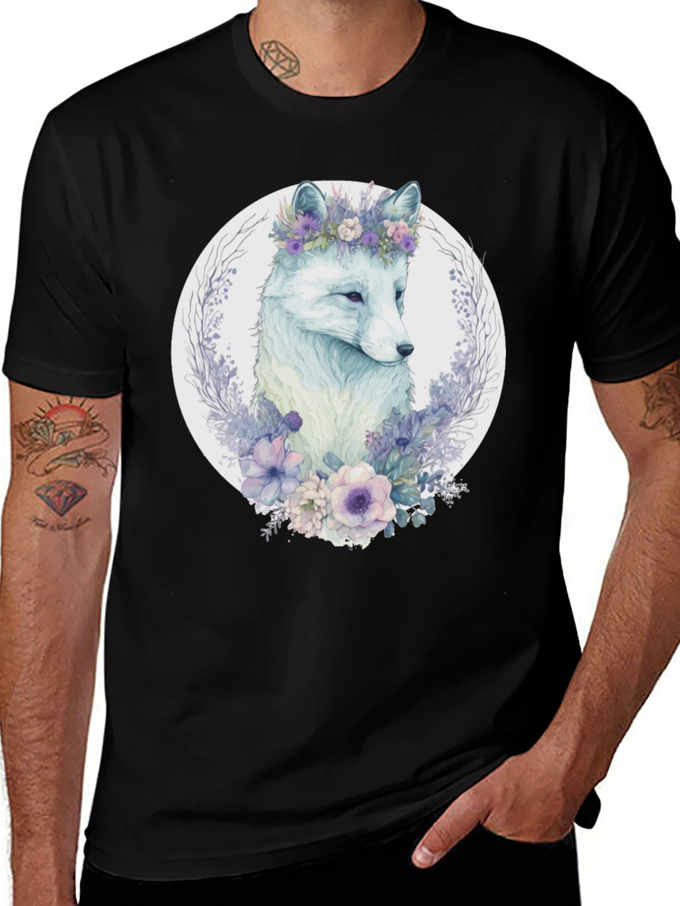 Variant 24 of Floral Fox Graphic T-Shirt - Elegant & Unique Design