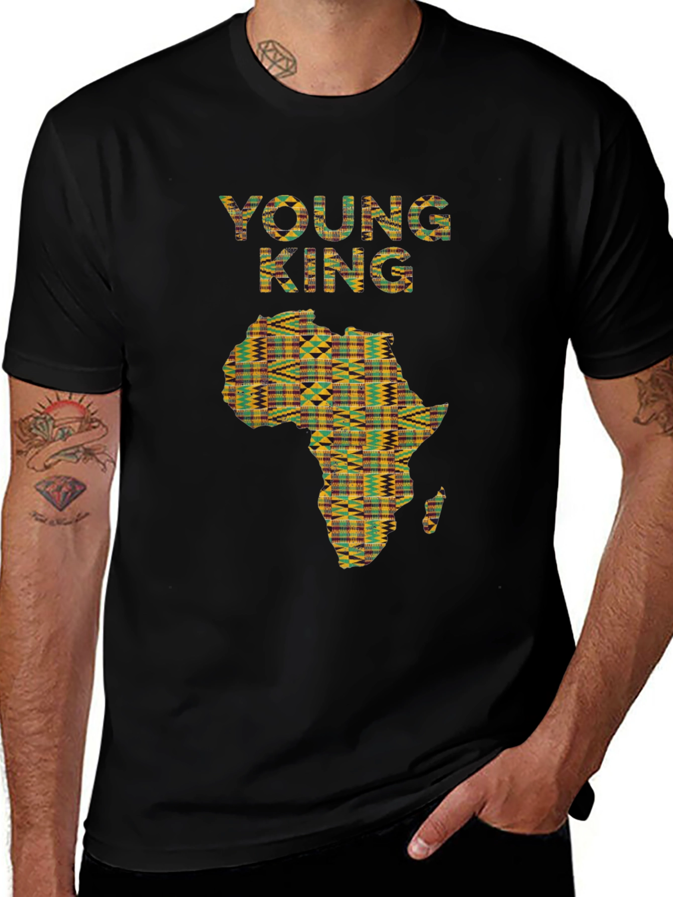 Variant 16 of Young King Black T-Shirt Africa Design