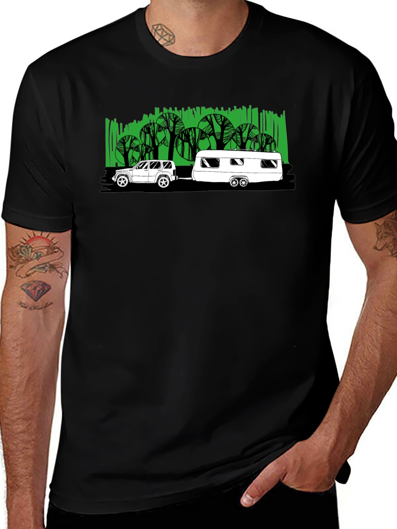 Variant 23 of Car & Camper Graphic T-Shirt - Black