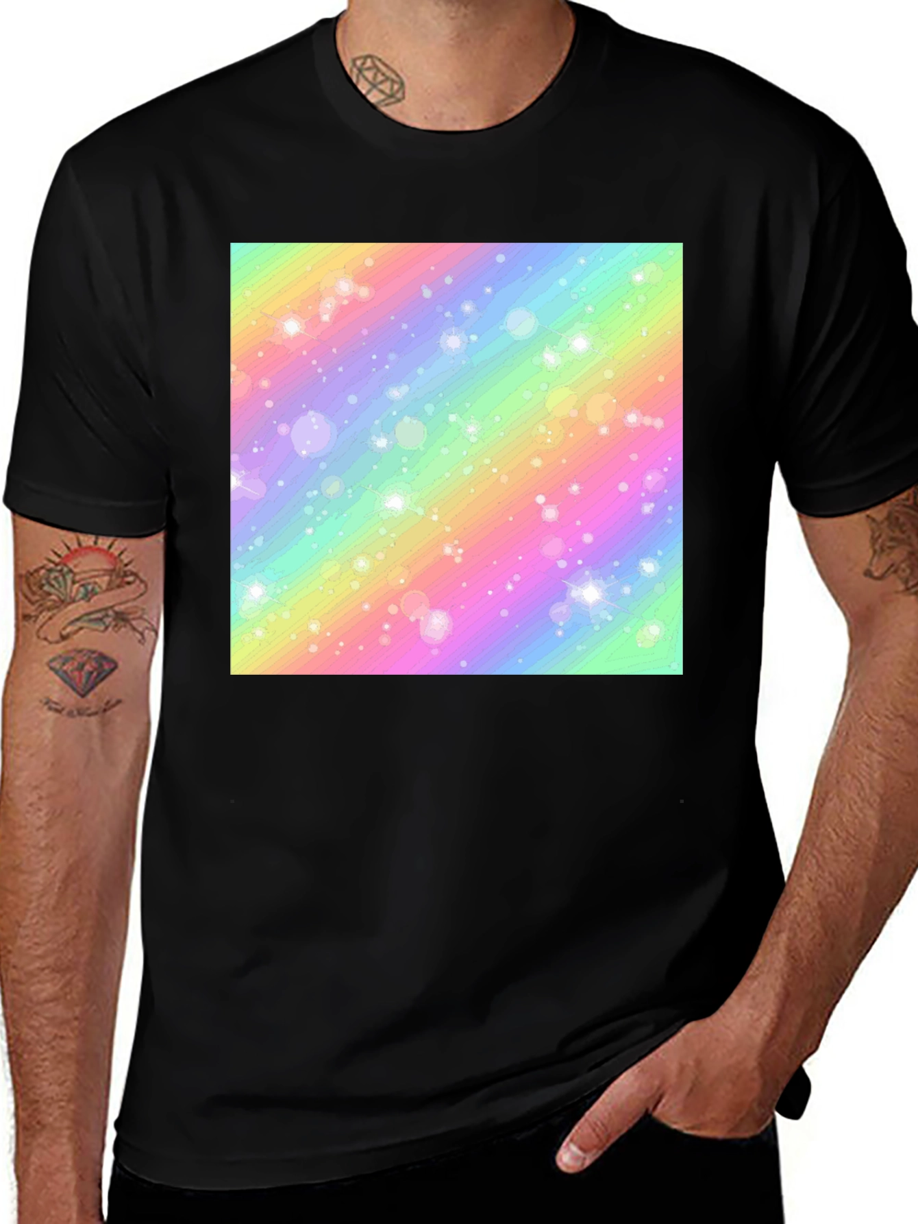 Variant 28 of Rainbow Sparkle Graphic Tee - Stylish and Fun!