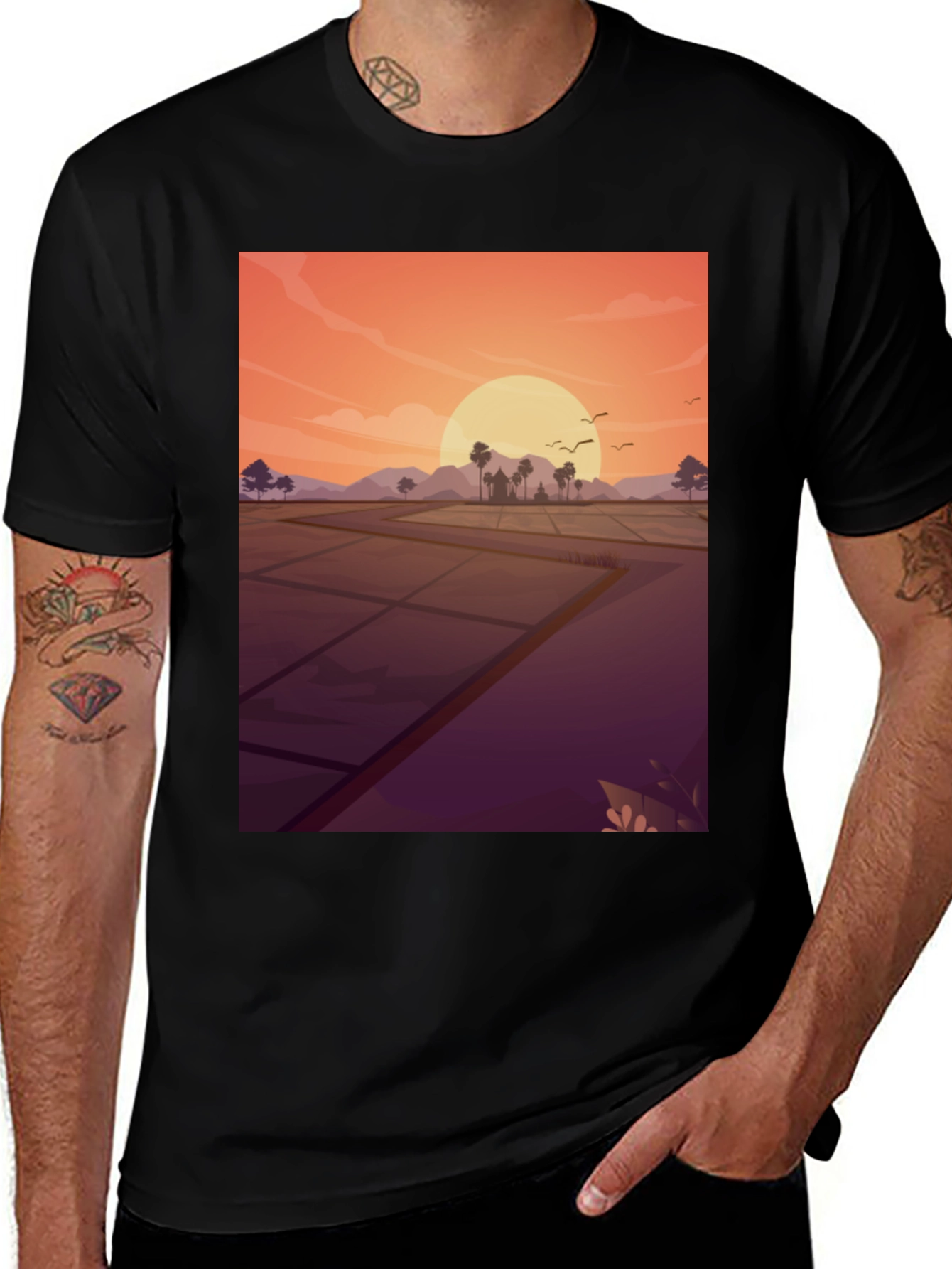 Variant 16 of Sunset Rice Paddy T-Shirt