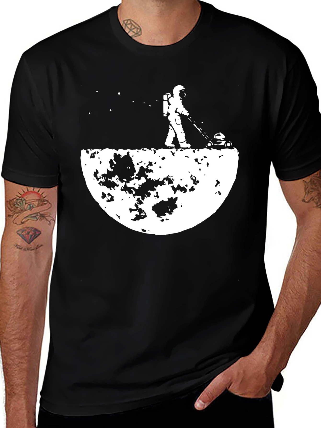 Variant 20 of Astronaut Mowing Moon Graphic T-Shirt