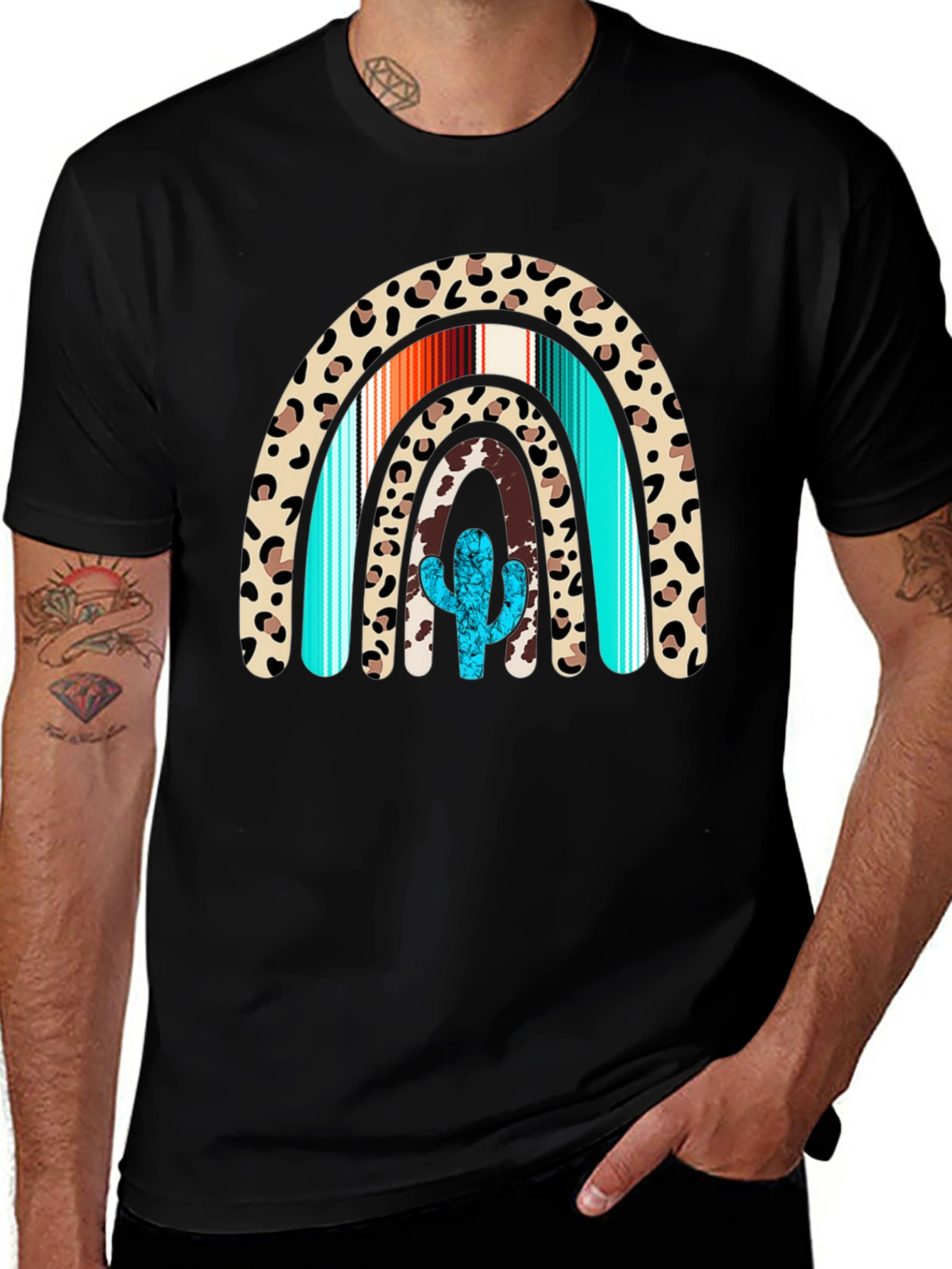 Variant 26 of Western Rainbow Cactus Graphic Tee