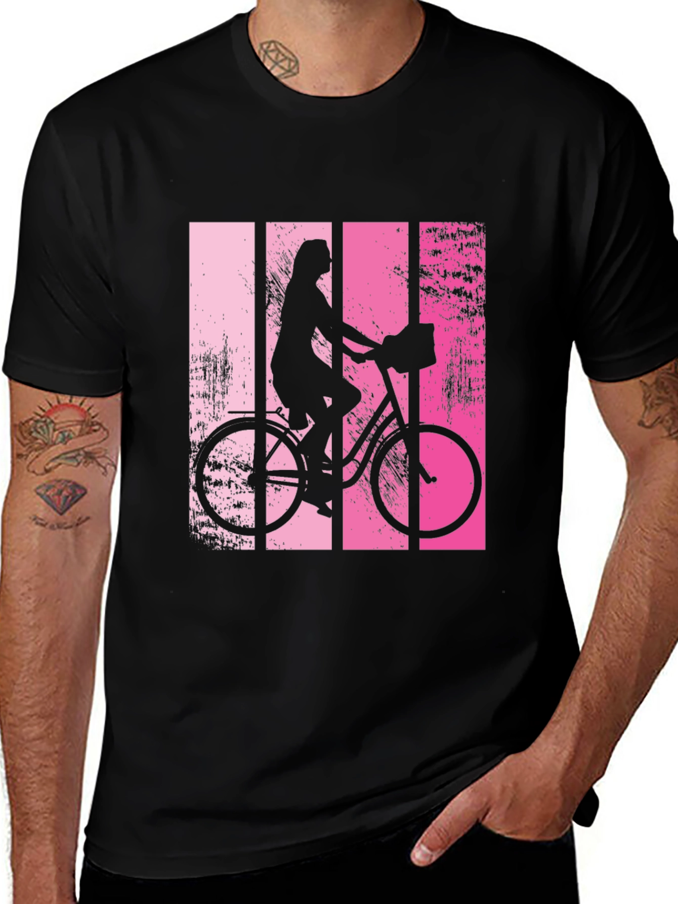 Variant 7 of Stylish Black Biker T-Shirt - Retro Pink Design