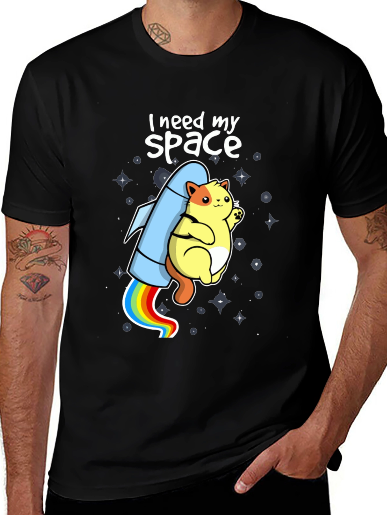 I Need My Space Cat T-Shirt - Rocket Cat Tee