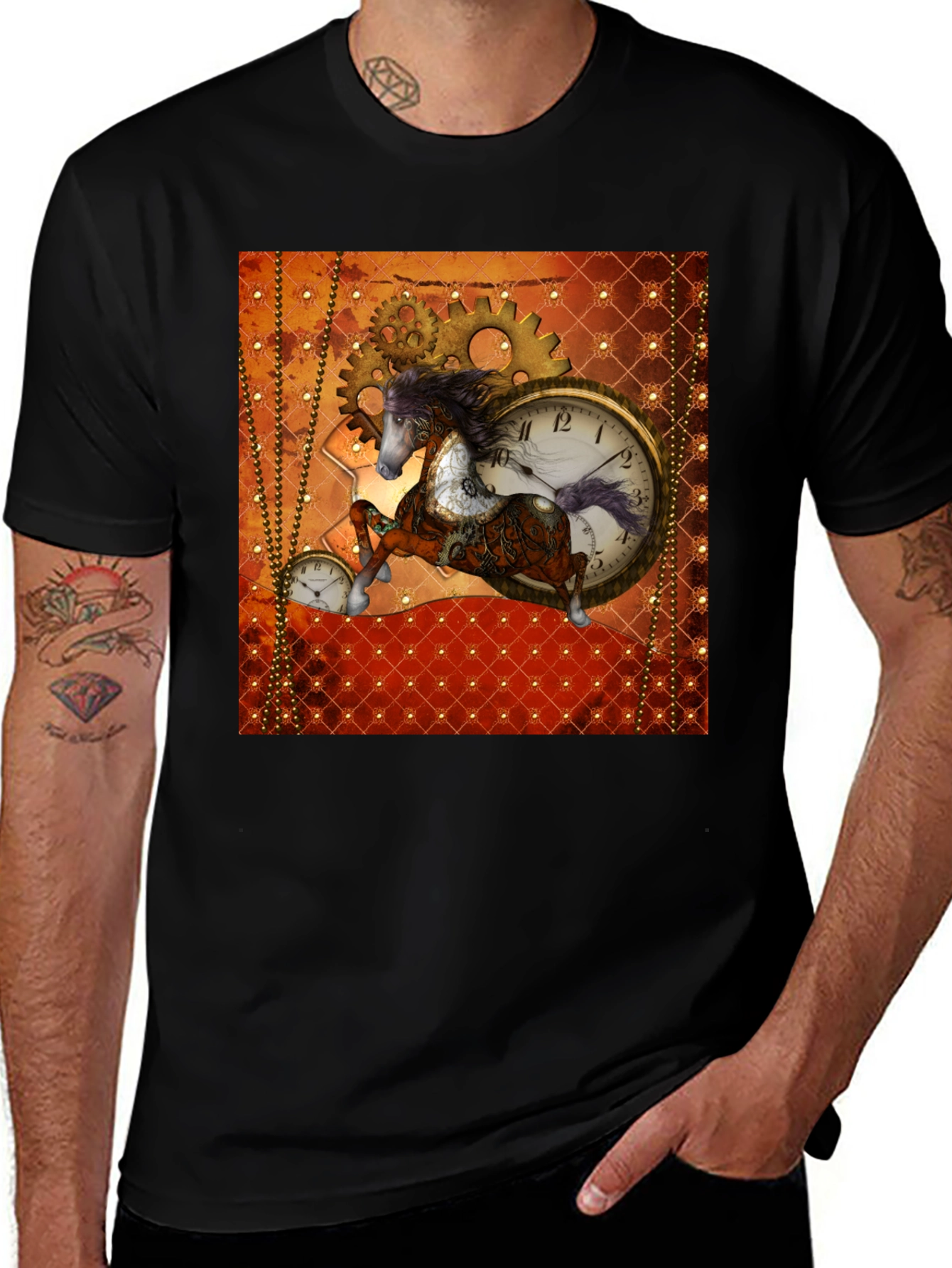 Variant 16 of Steampunk Horse T-Shirt - Gears & Time