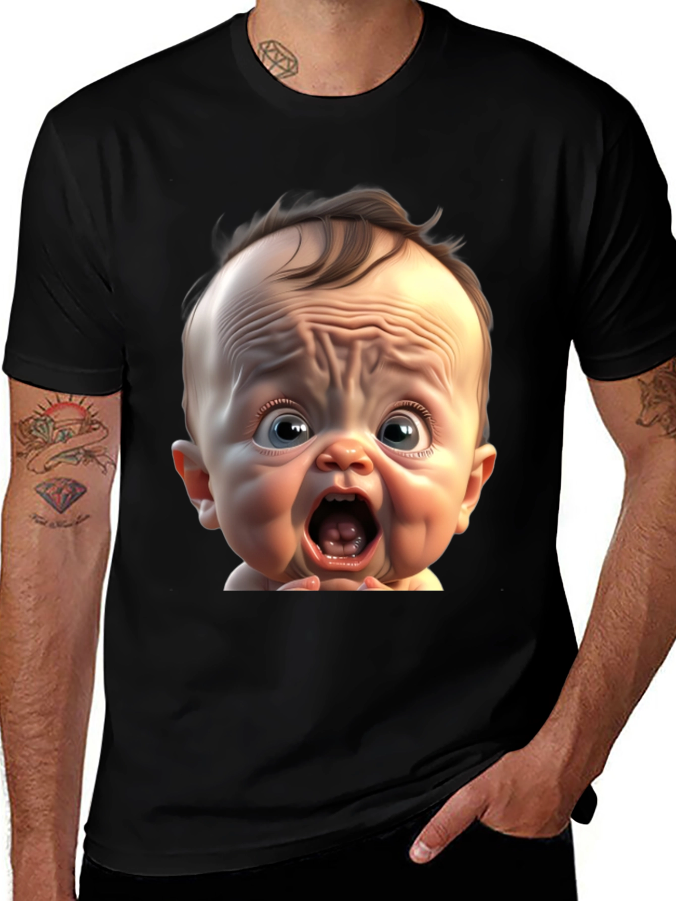 Variant 9 of Funny Baby Face Black T-Shirt