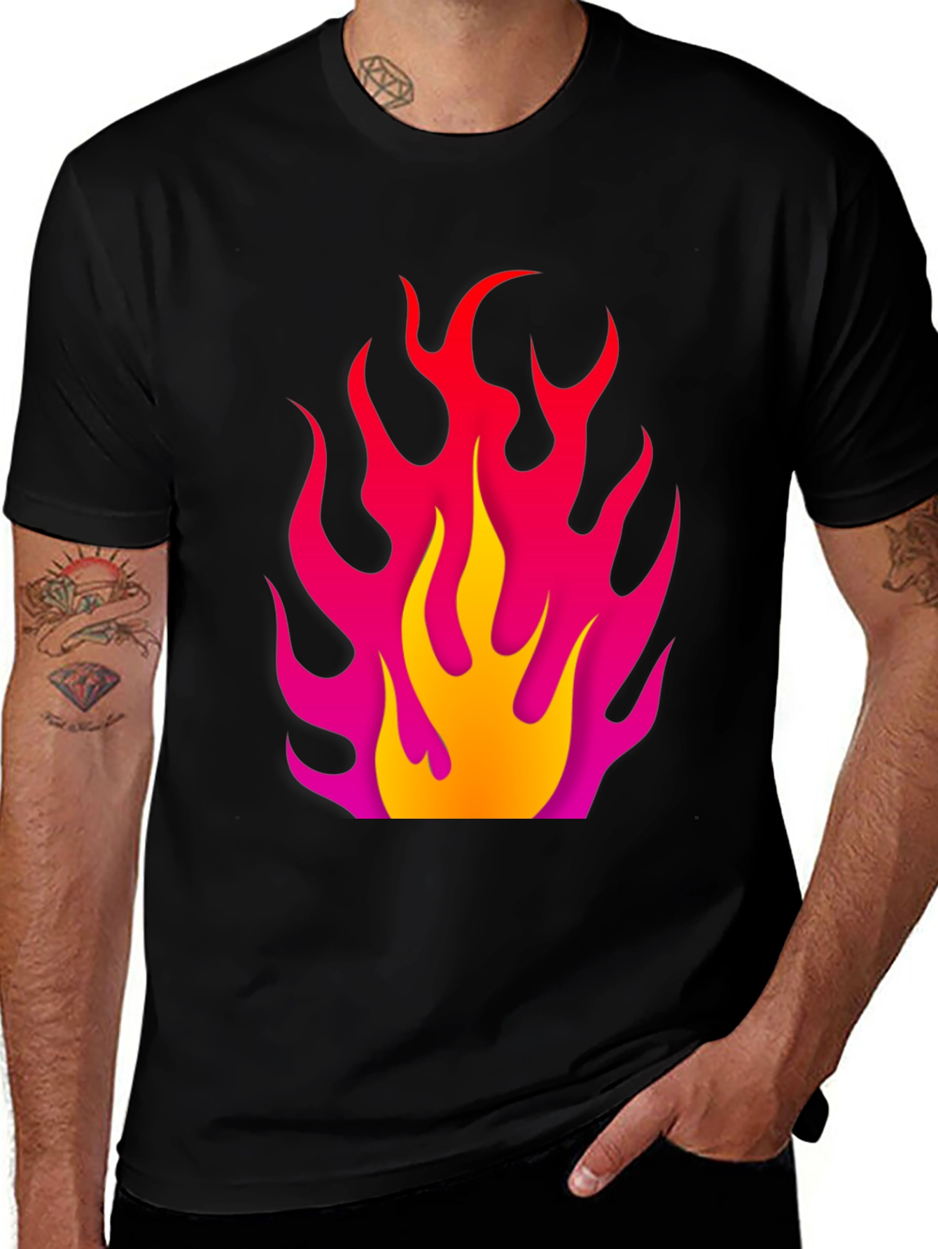 Variant 13 of Flaming Hot Graphic Tee - Bold Black T-Shirt