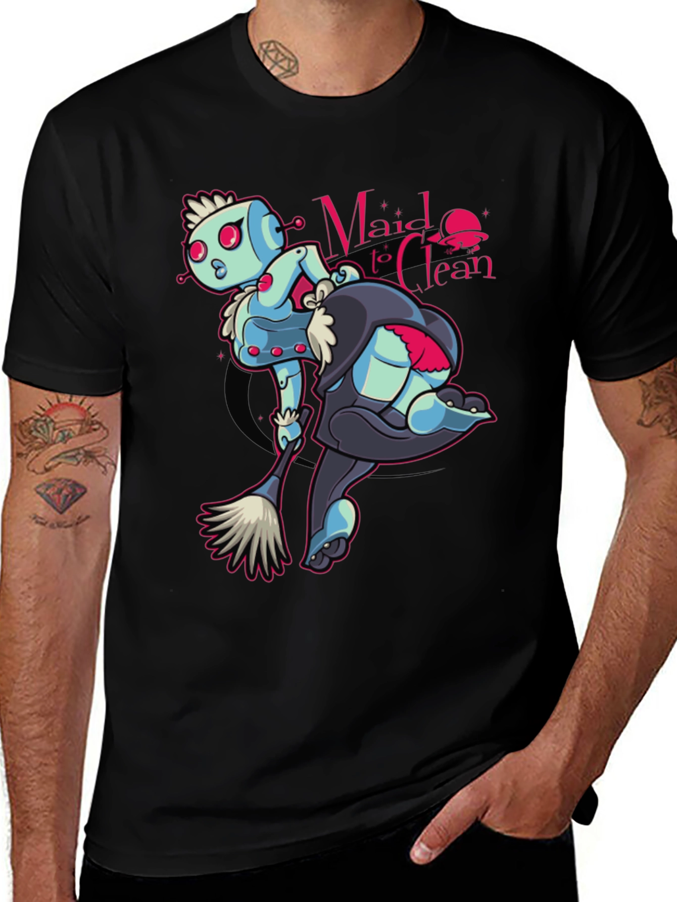 Variant 18 of Robot Maid to Clean T-Shirt - Black