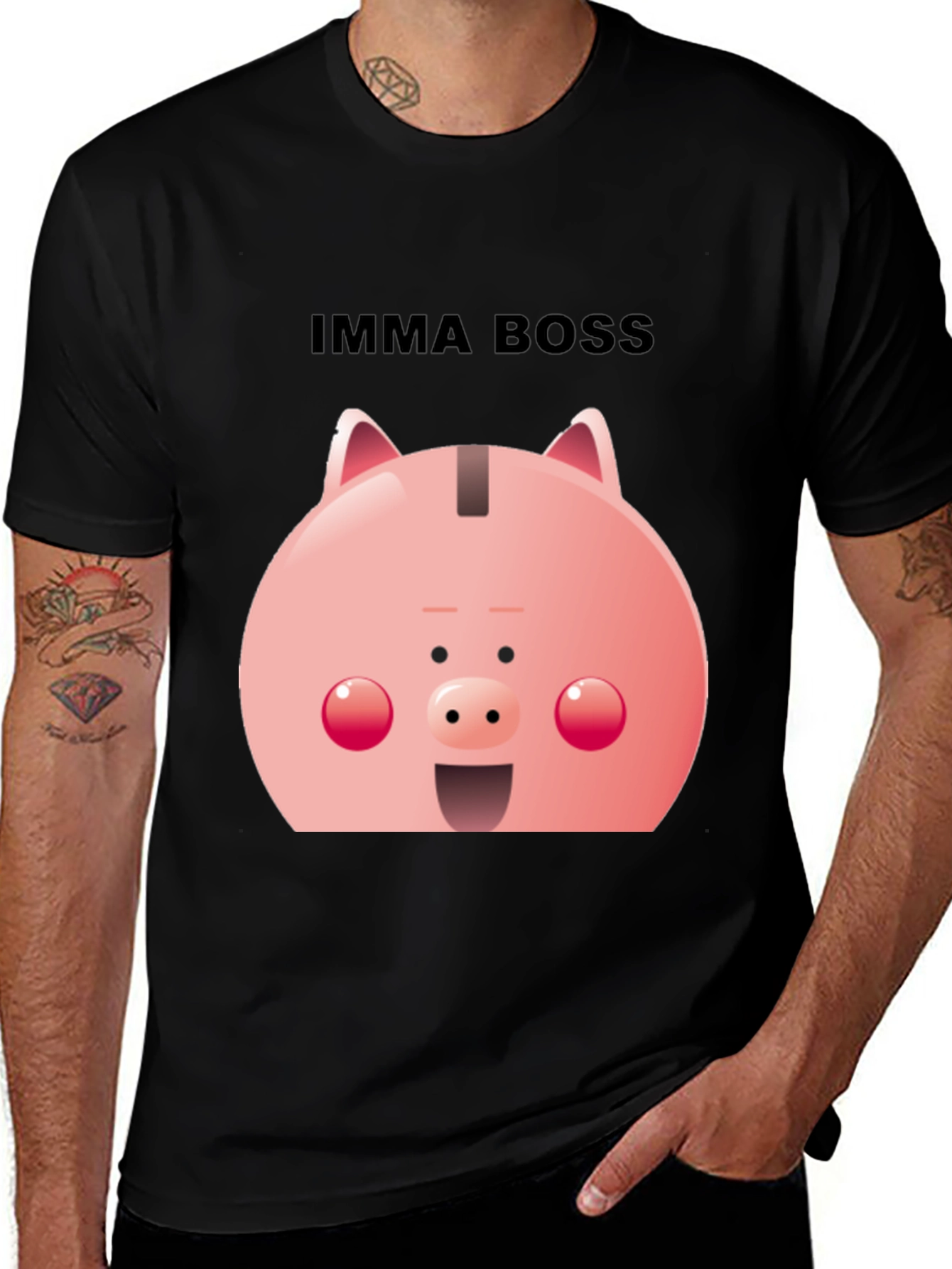 Variant 6 of Imma Boss Piggy Bank T-Shirt - Black