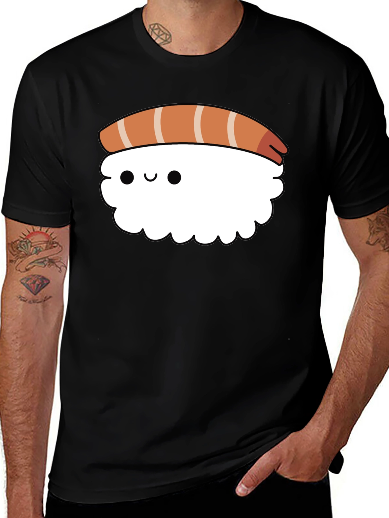 Variant 11 of Sushi Graphic Black T-Shirt - Cute Foodie Tee