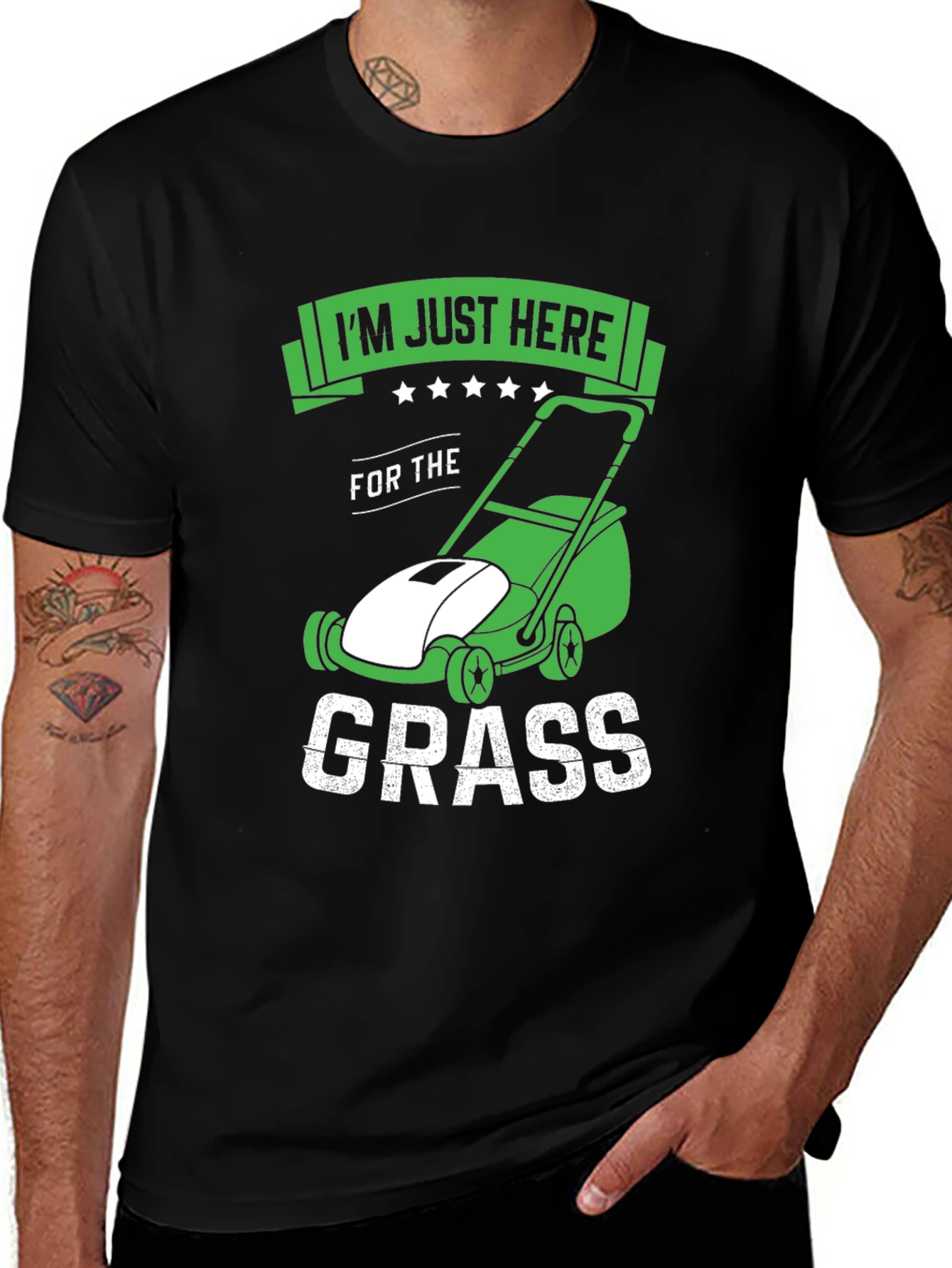 Variant 10 of Funny Lawn Mowing T-Shirt - I'm Just Here For The Grass