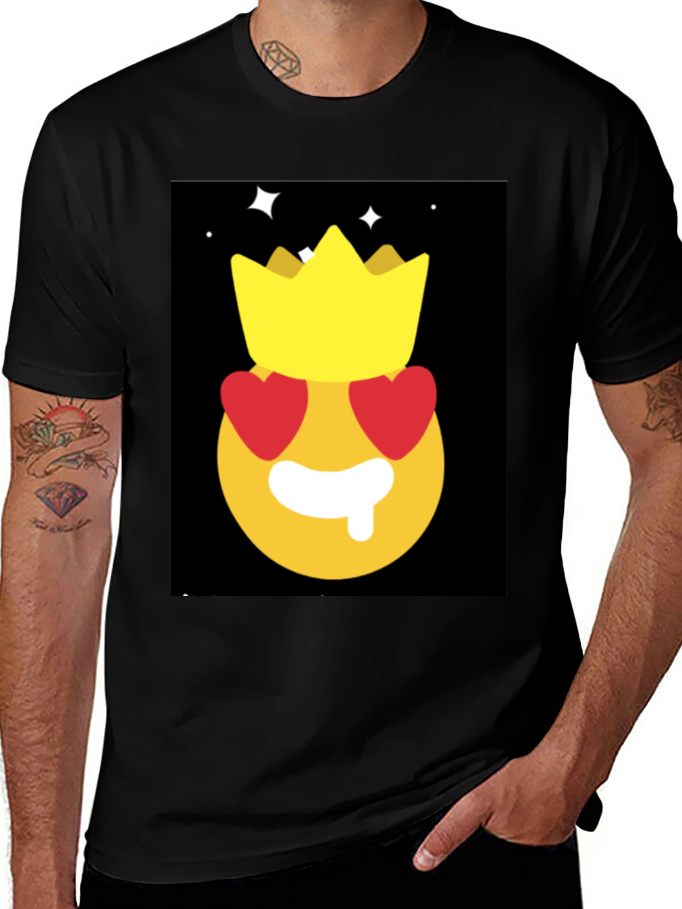 Variant 2 of Emoji Love King Black T-Shirt