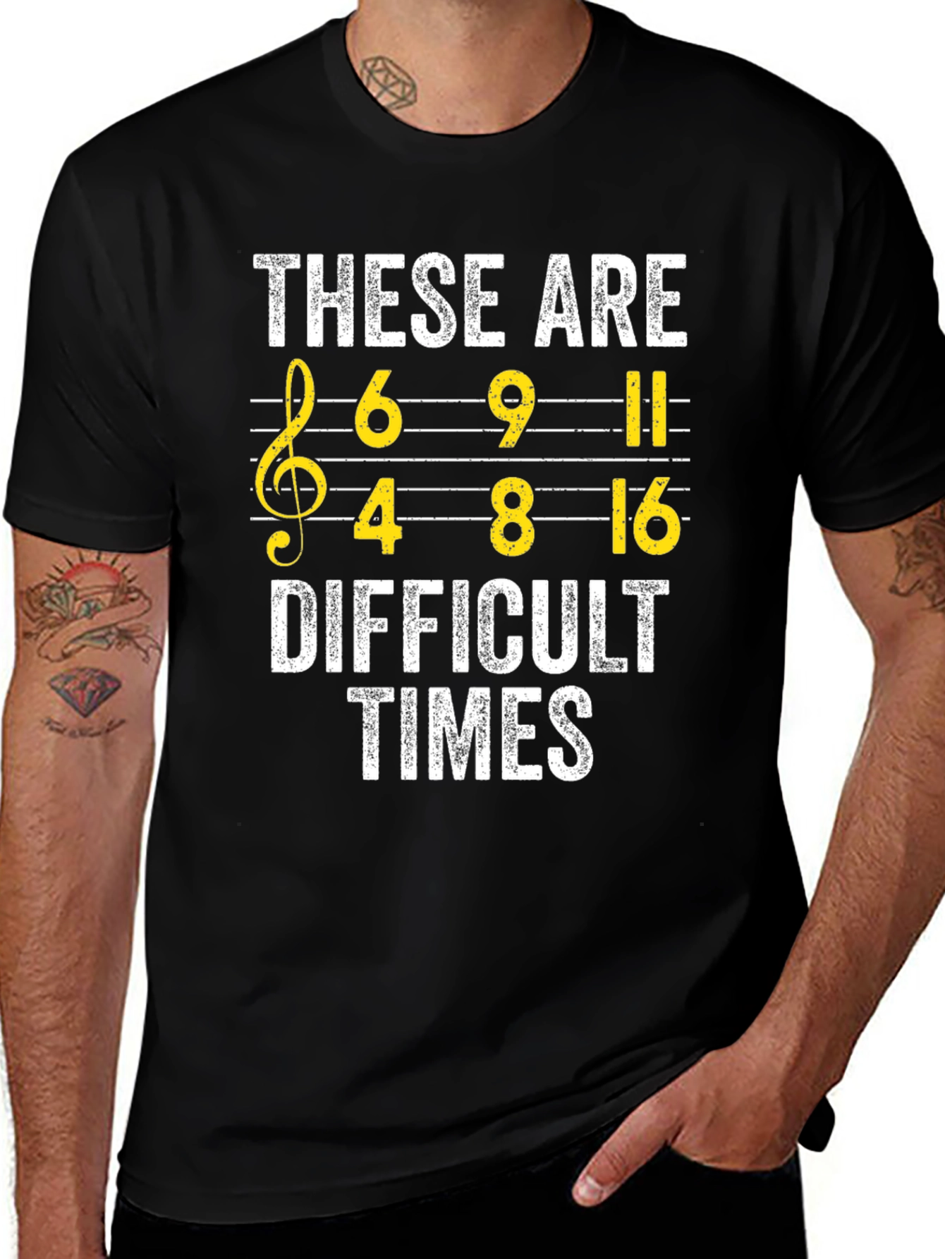 Variant 5 of Difficult Times Music Pun T-Shirt