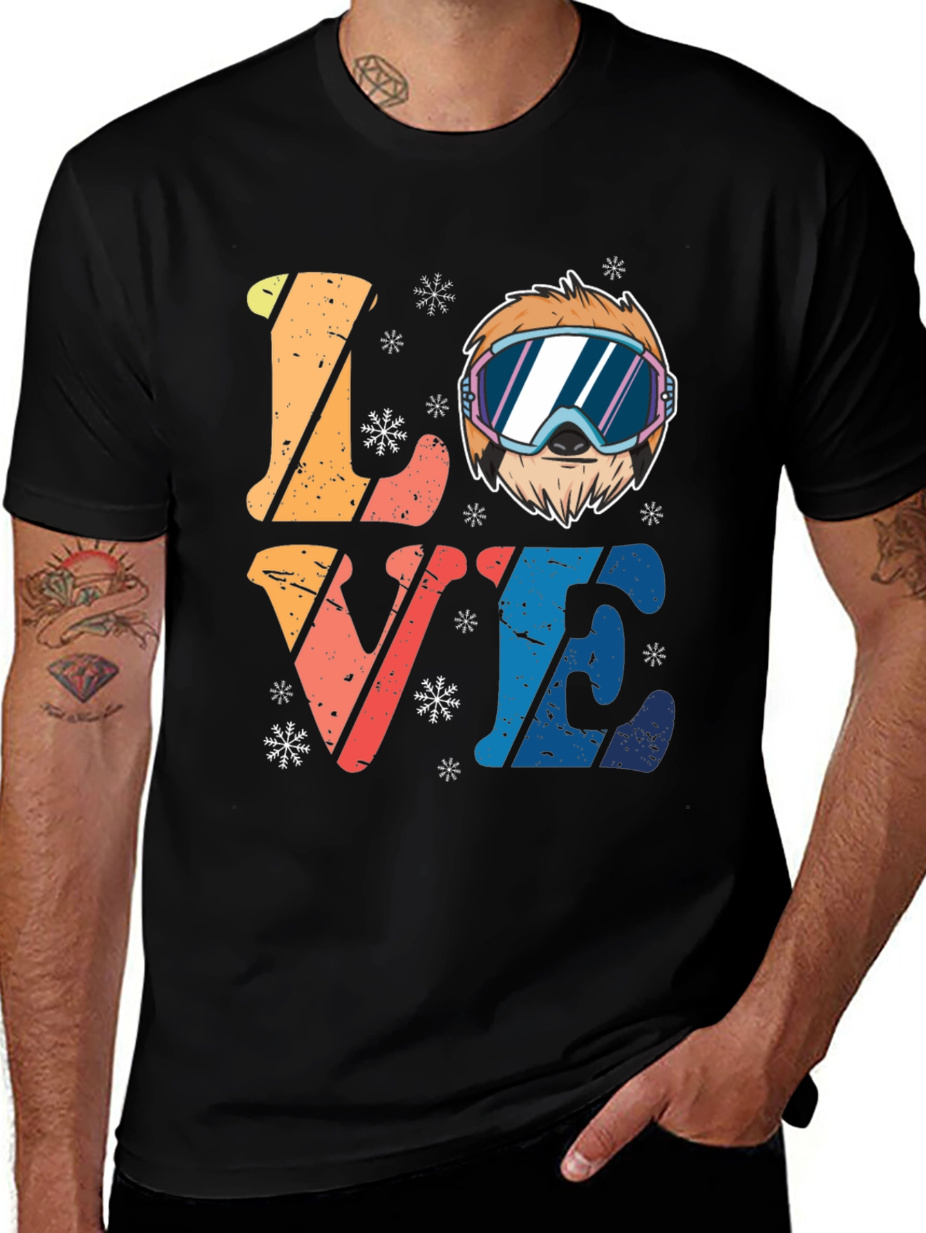 Variant 19 of Ski Sloth 'Love' Graphic Tee - Winter Fun
