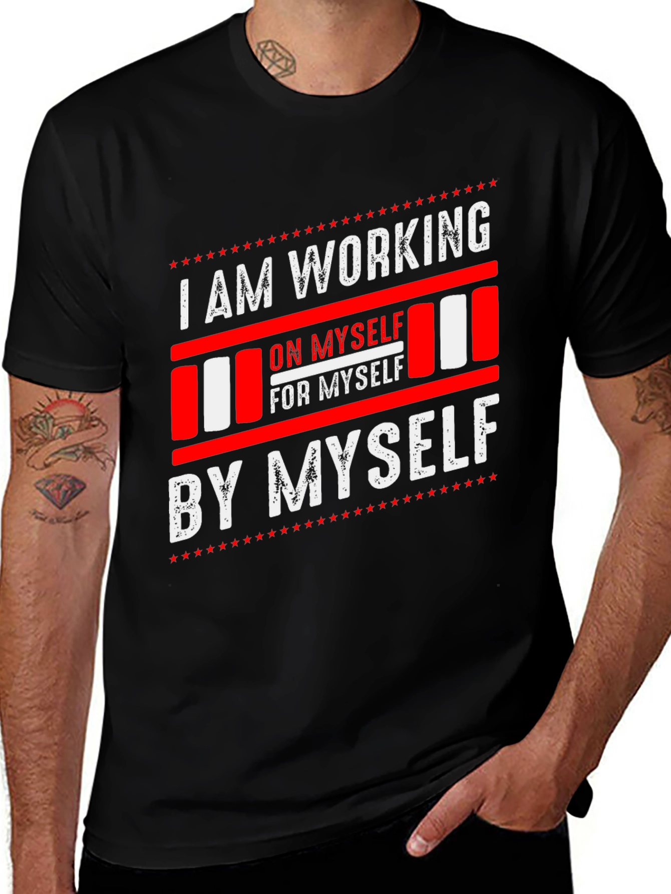 Variant 30 of Workout Motivation T-Shirt - I am Working on Myself