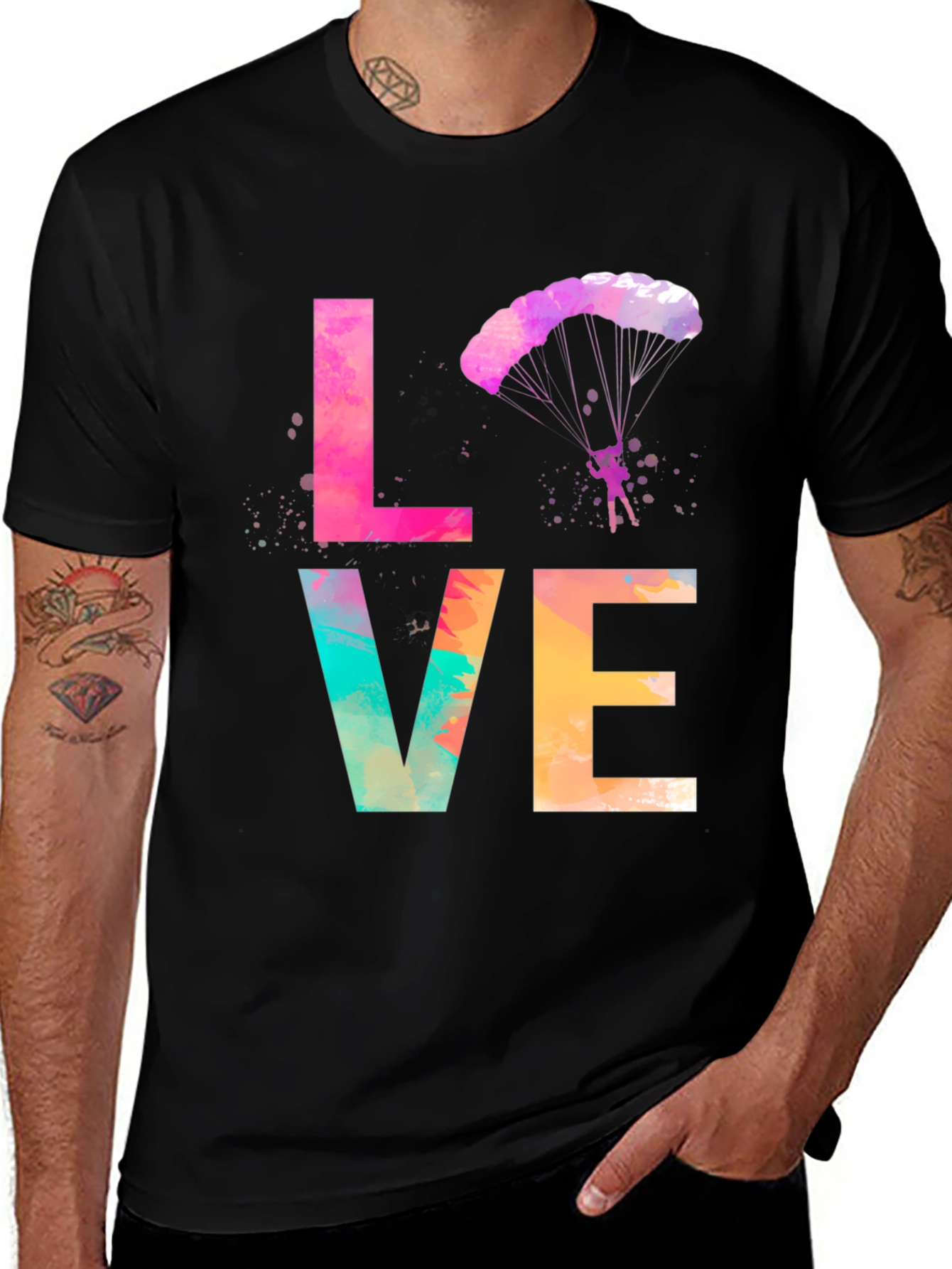 Variant 20 of LOVE Skydiving T-Shirt - Colorful Design