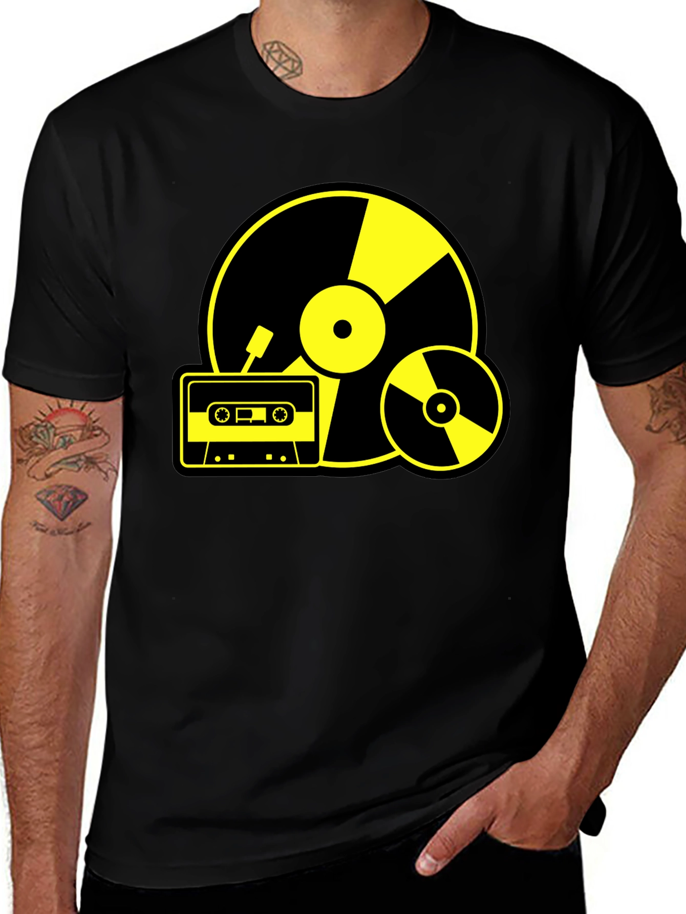 Retro Music Lover's T-Shirt - Black