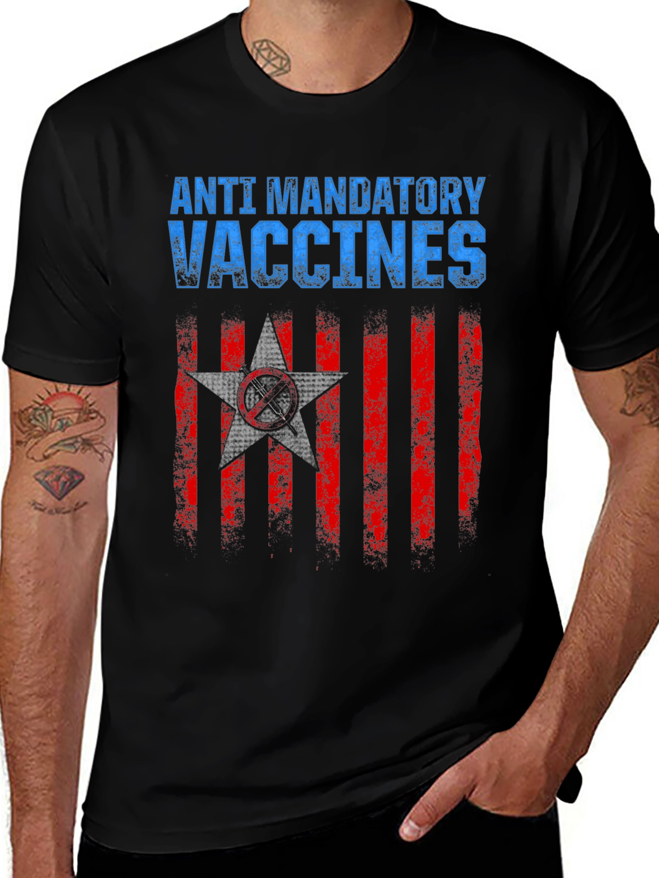 Variant 19 of Anti Mandatory Vaccines T-Shirt Black Cotton