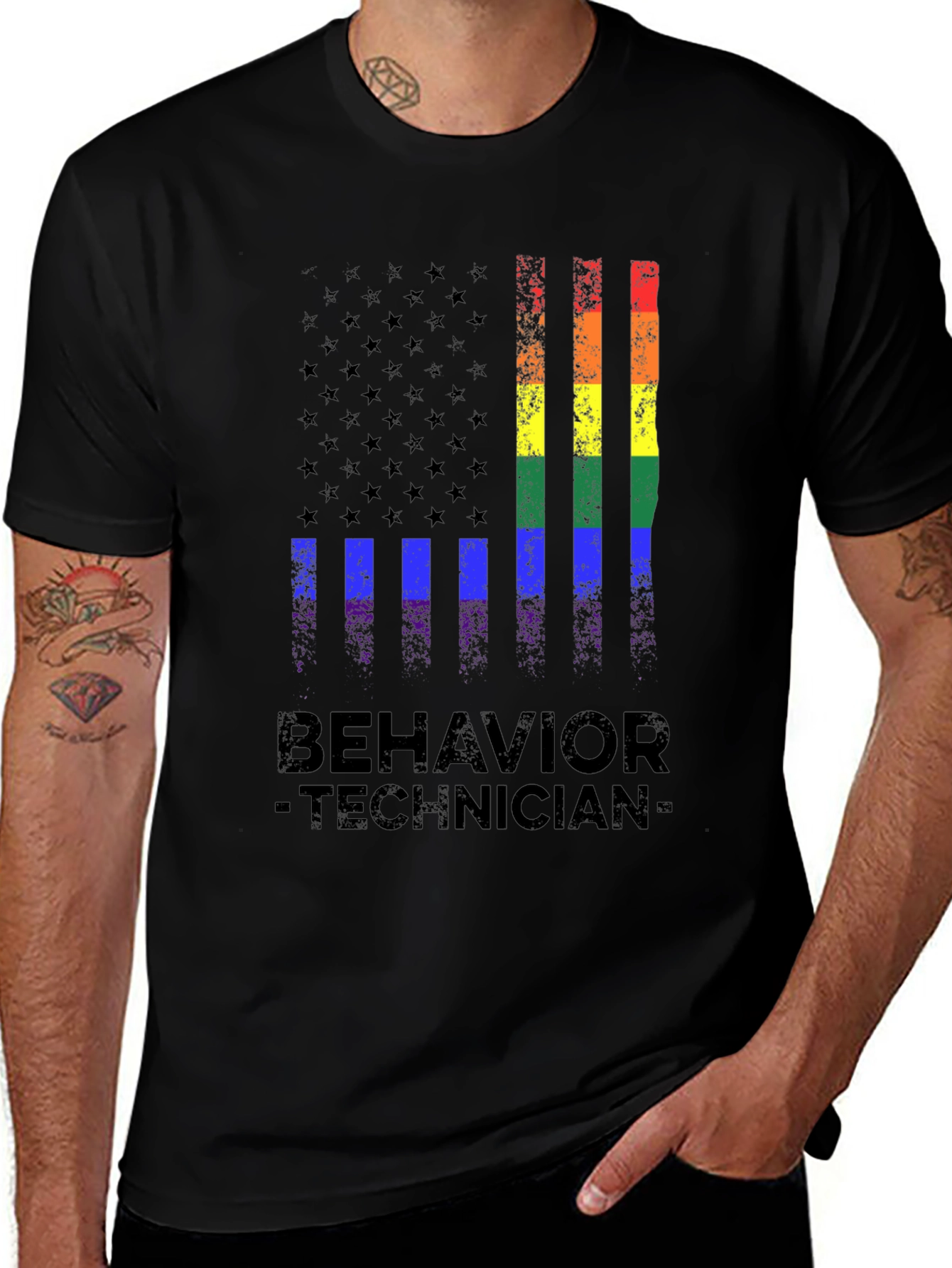 Variant 30 of Behavior Technician Pride Flag T-Shirt
