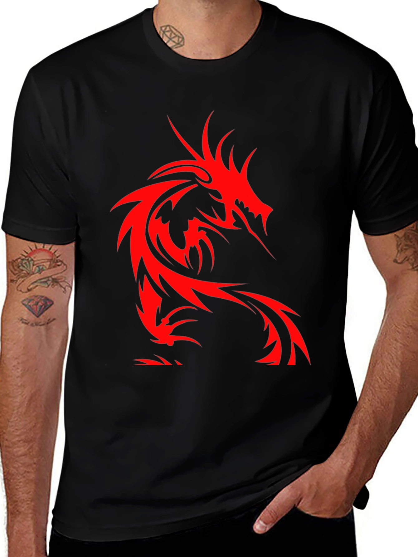 Variant 26 of Red Dragon Graphic Black T-Shirt