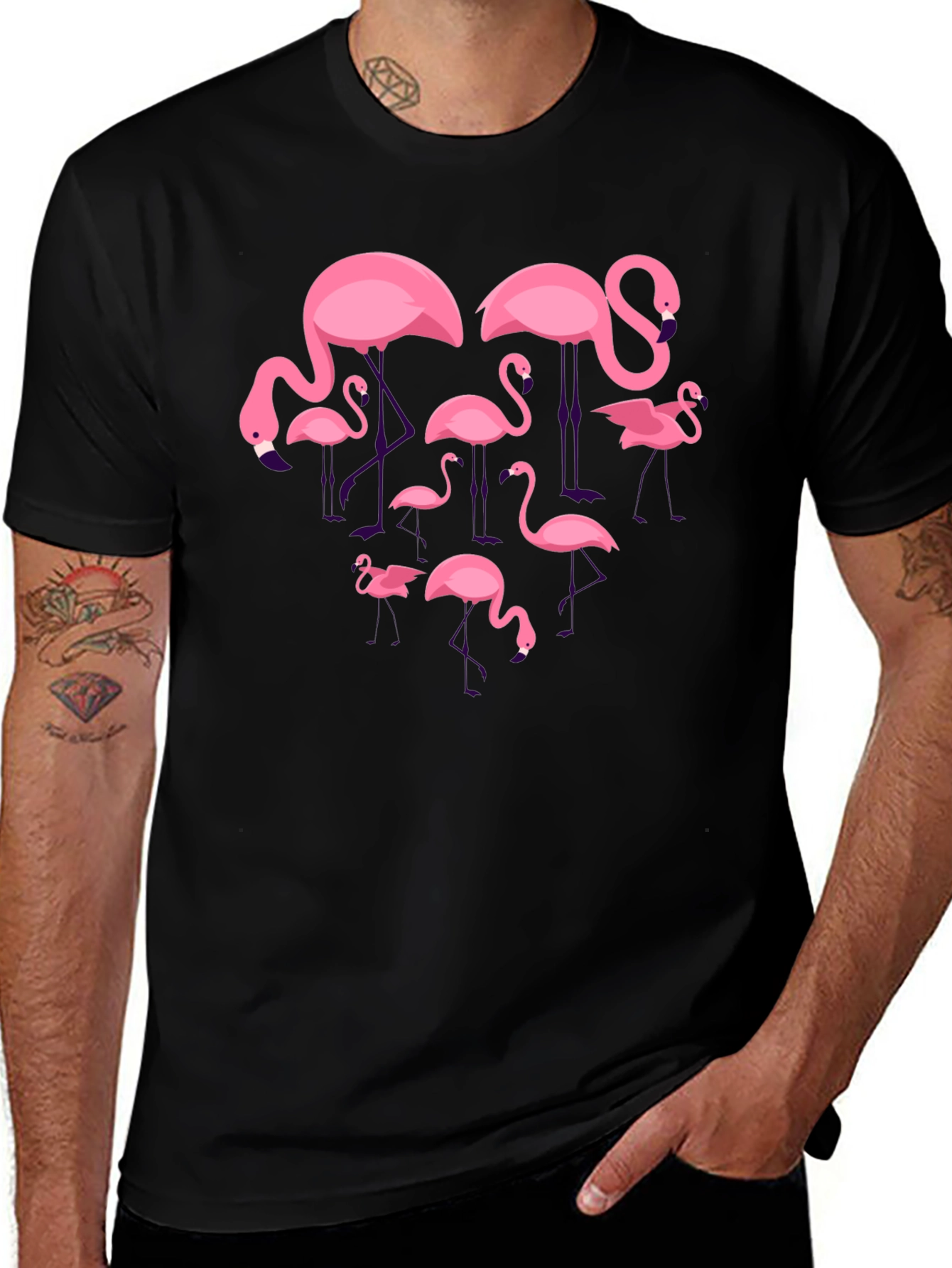 Variant 24 of Flamingo Graphic Tee - Black Crew Neck