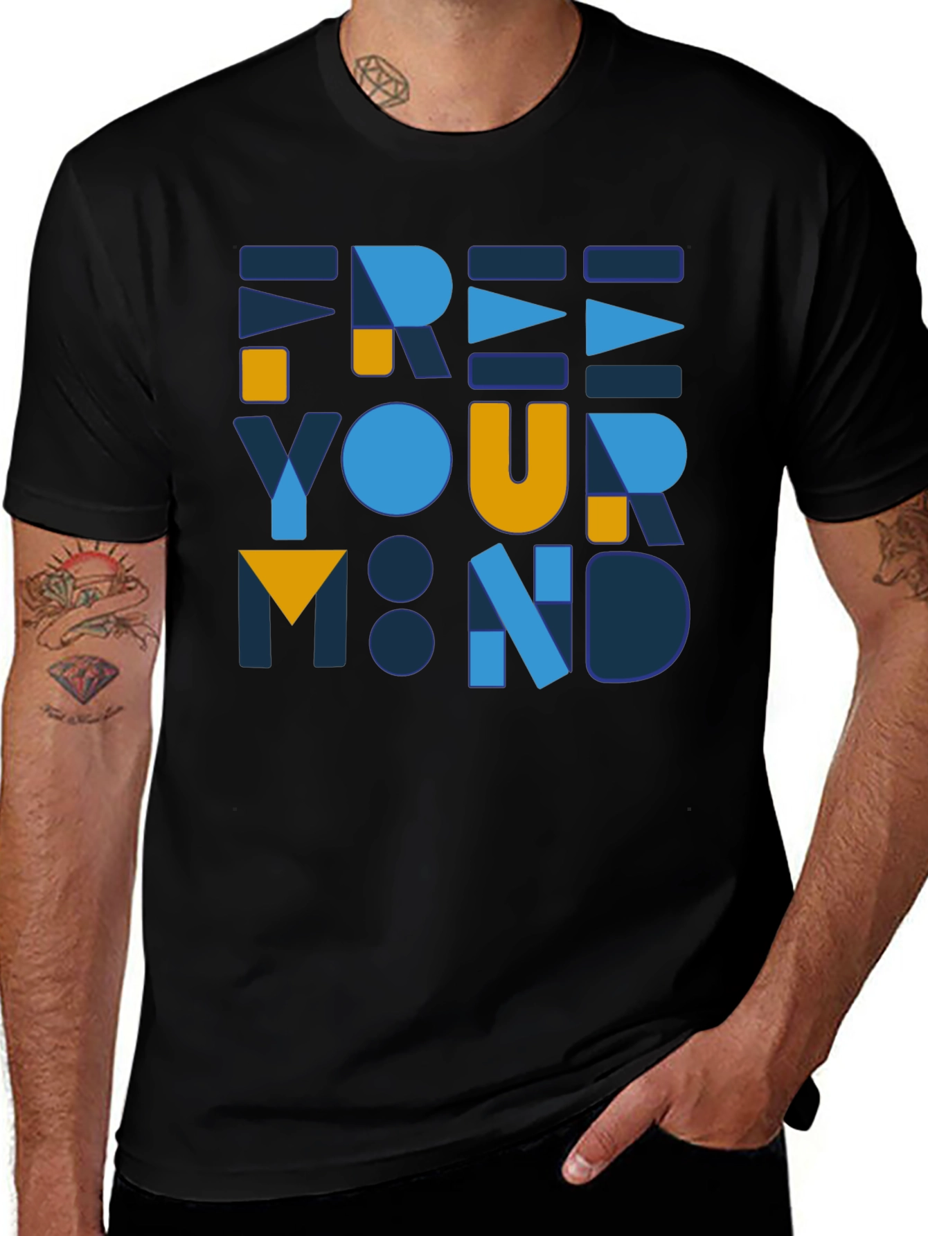 Variant 9 of Geometric Graphic T-Shirt - Free Your Mind