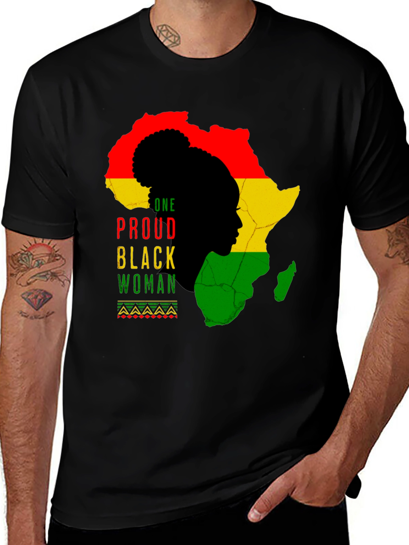 Variant 12 of Proud Black Woman Africa Map Graphic Tee