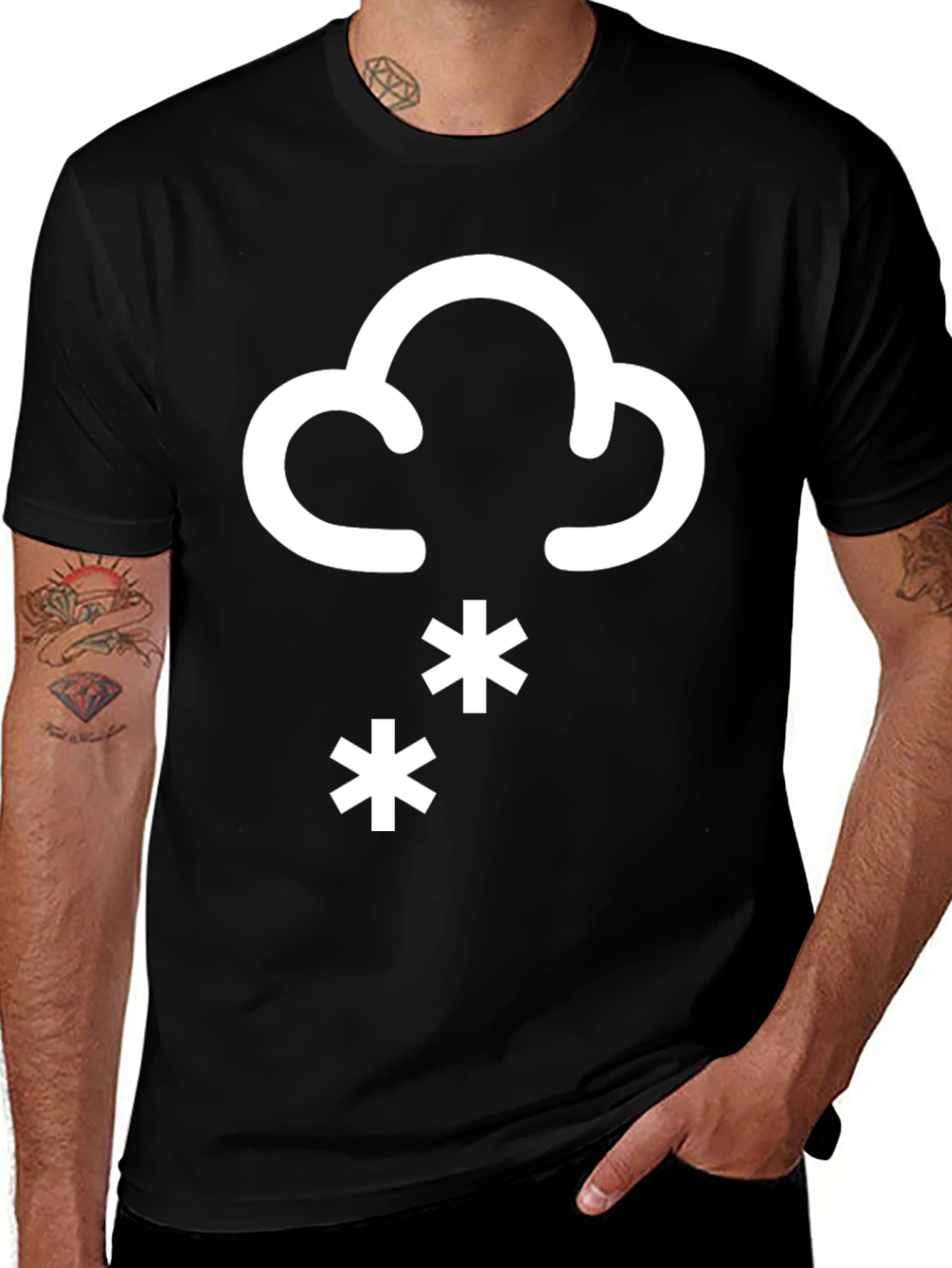 Variant 15 of Snow Day Graphic T-Shirt - Black Cotton Tee