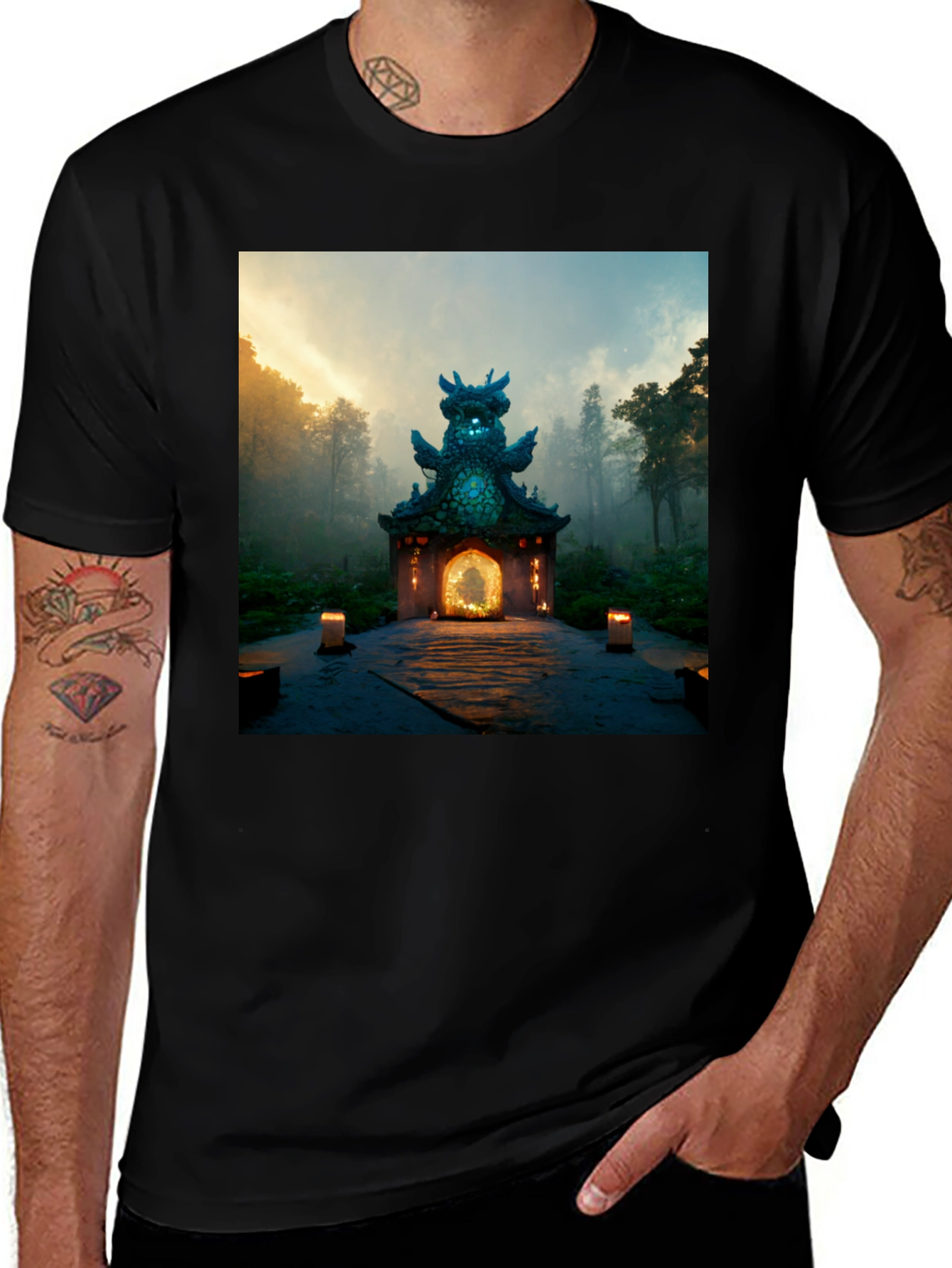 Variant 26 of Mystic Temple Graphic Tee - Nature's Serenity