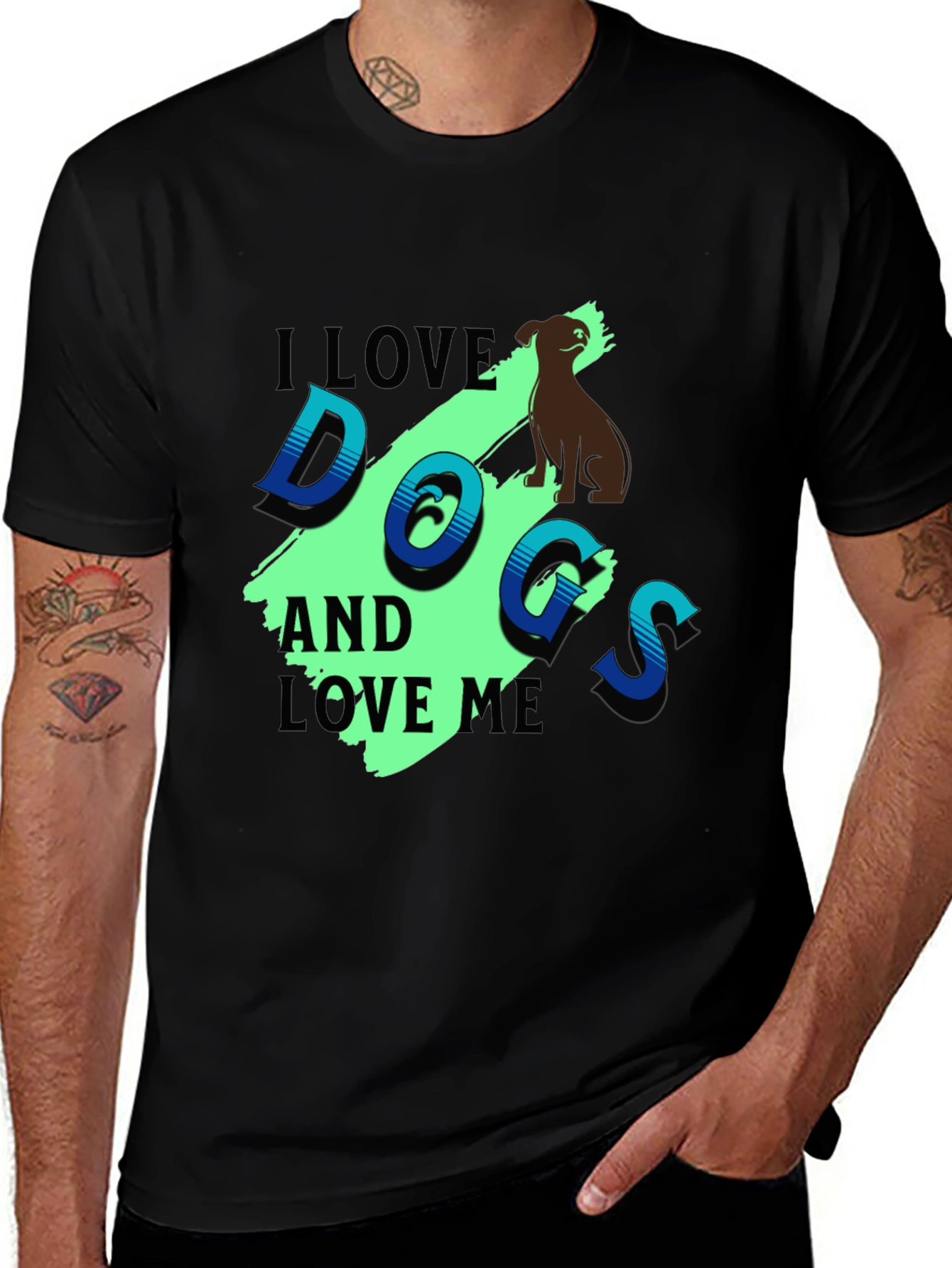 Variant 22 of I Love Dogs Graphic T-Shirt -  Unisex Black Tee