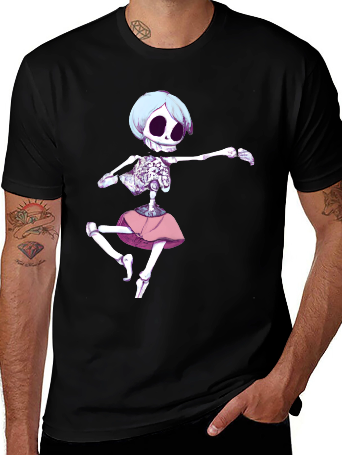 Variant 15 of Skeleton Ballerina Graphic T-Shirt - Black