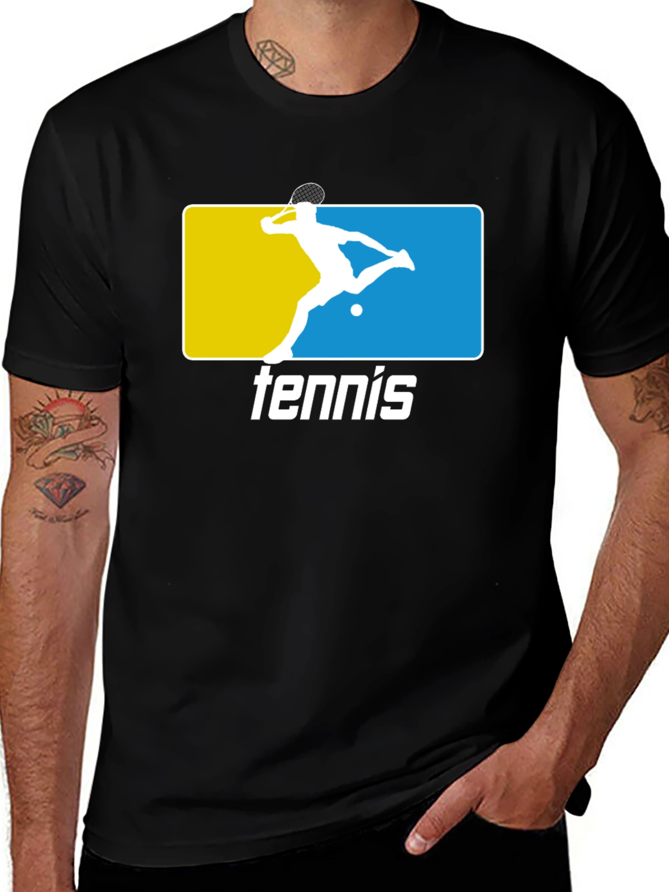 Variant 14 of Tennis Player Graphic Tee - Black