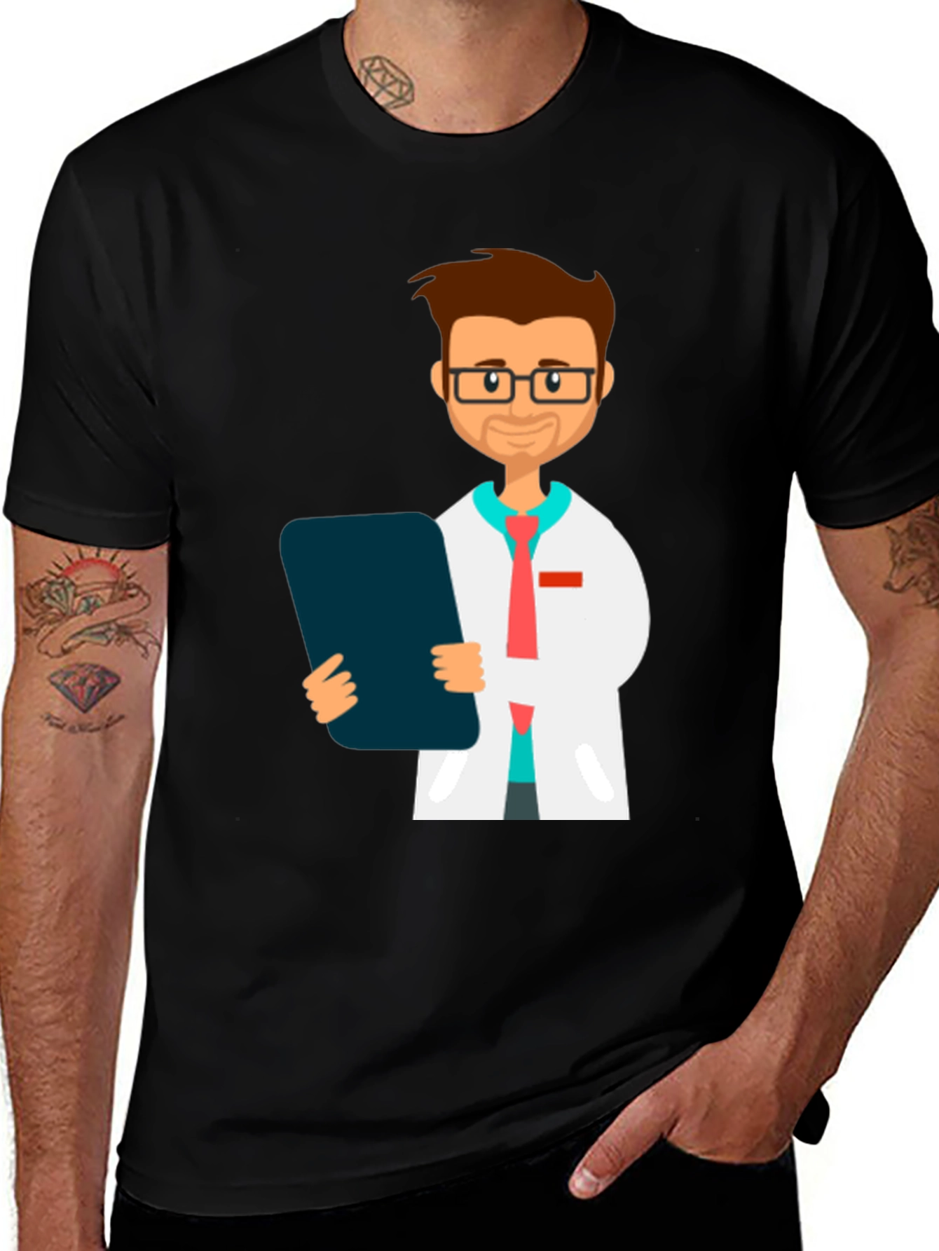 Variant 26 of Doctor Cartoon Graphic T-Shirt - Black Casual Tee