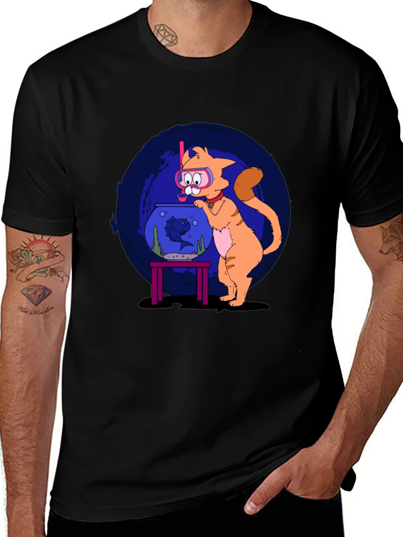 Variant 11 of Cartoon Cat Snorkeling T-Shirt
