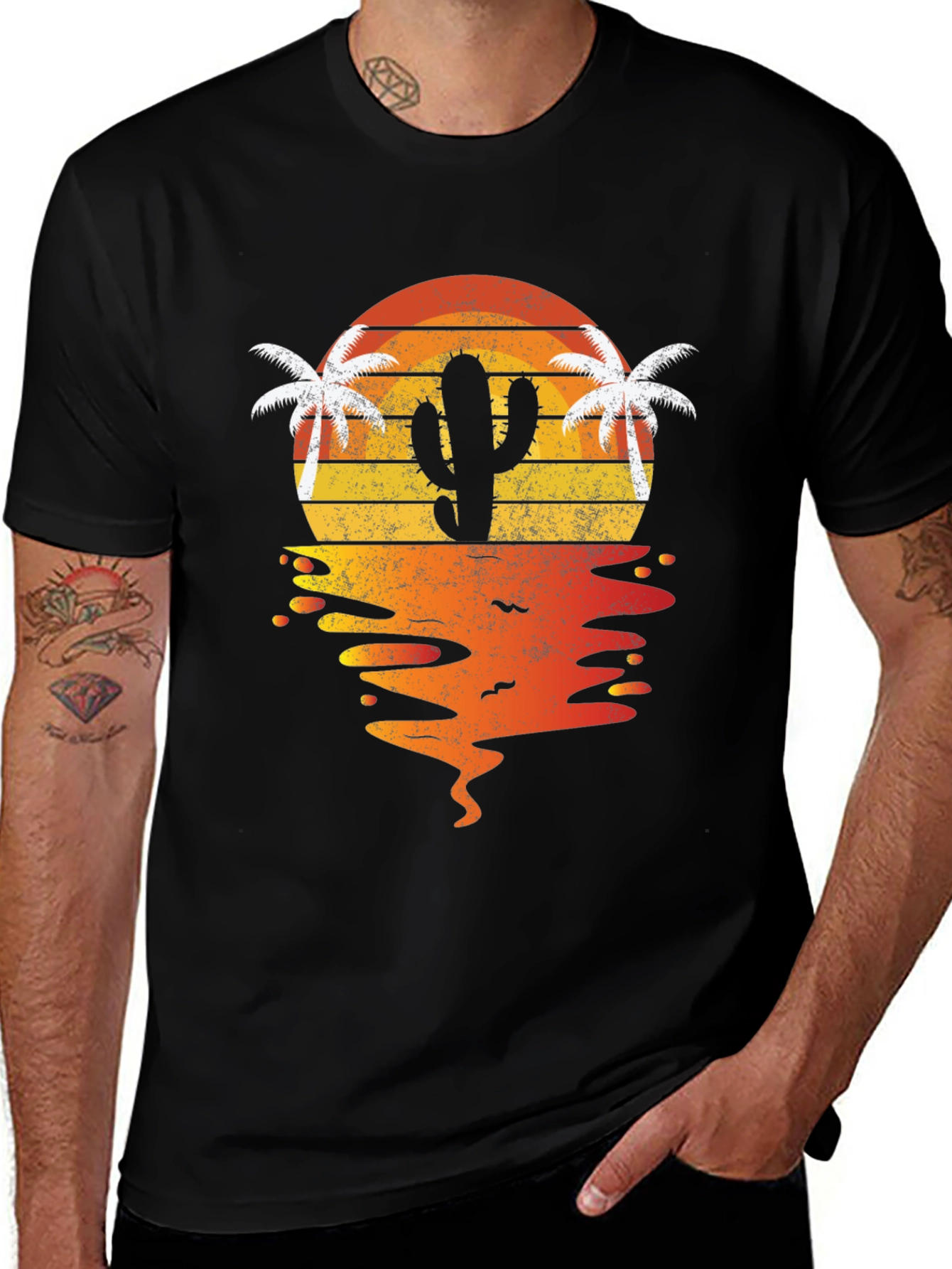 Variant 15 of Cactus Sunset Graphic Tee - Tropical Desert Vibes