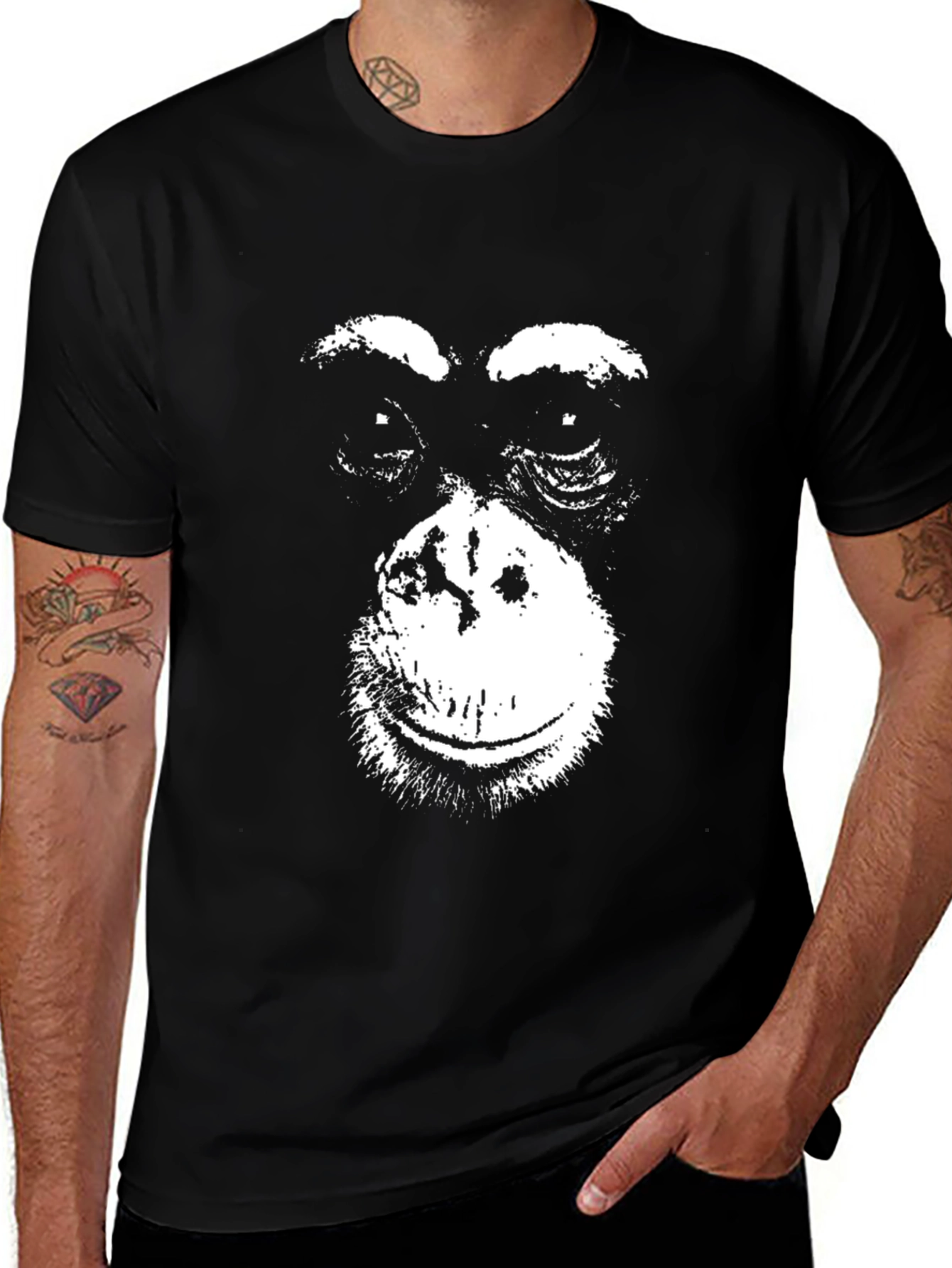 Variant 16 of Black T-Shirt with Monkey Face Graphic