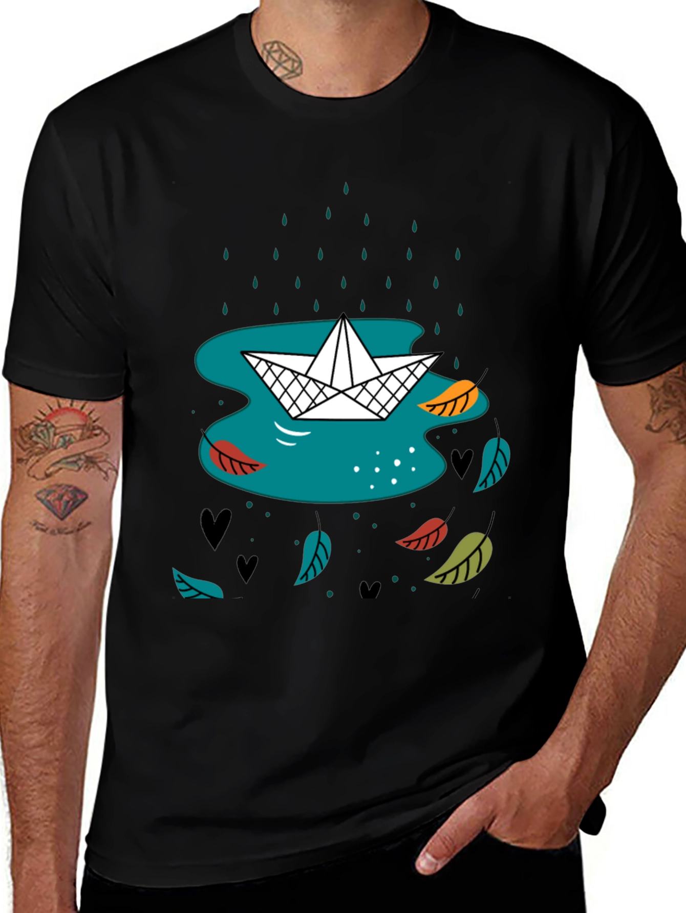 Variant 20 of Paper Boat in Rain Graphic Tee