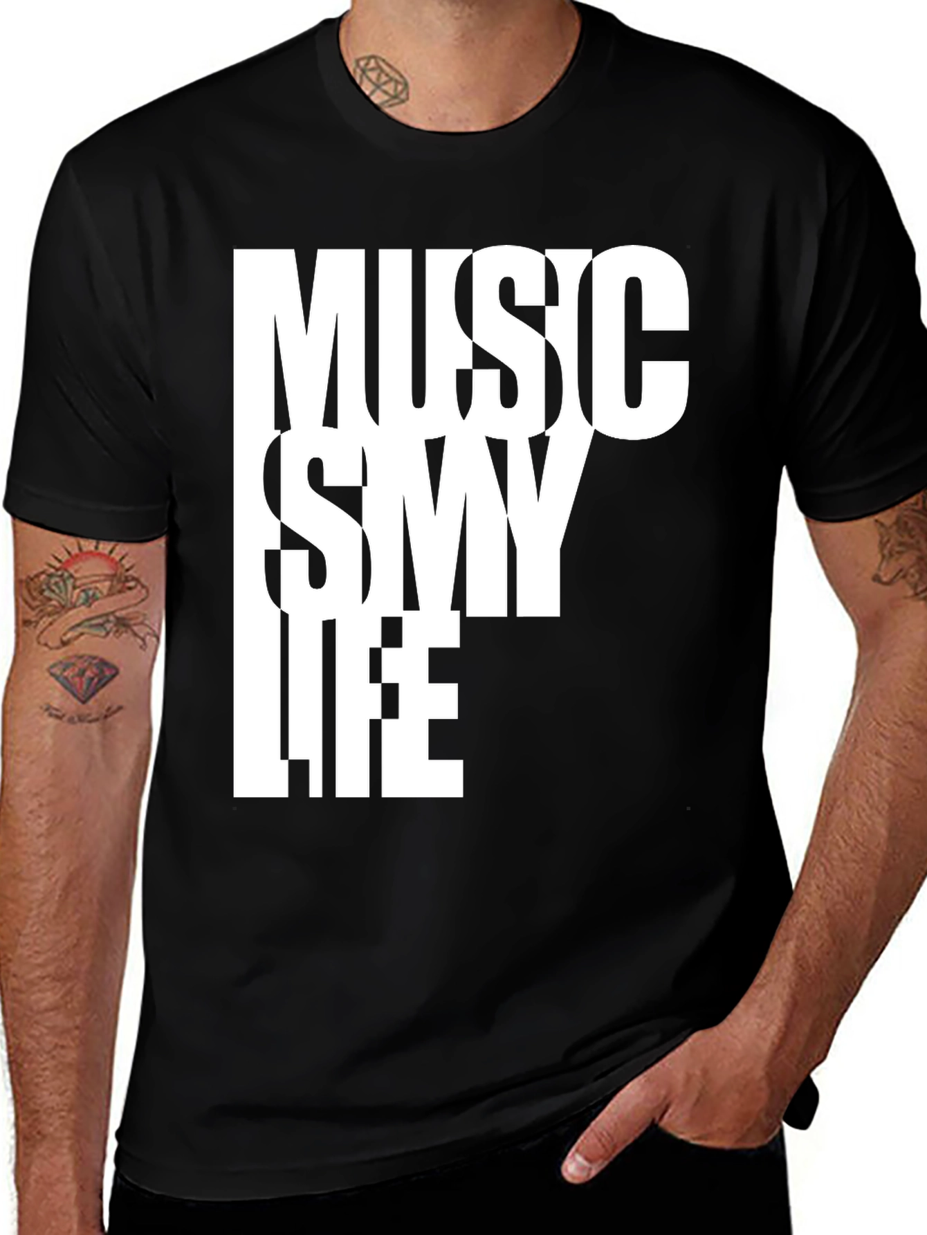 Variant 3 of Music Is My Life Black T-Shirt