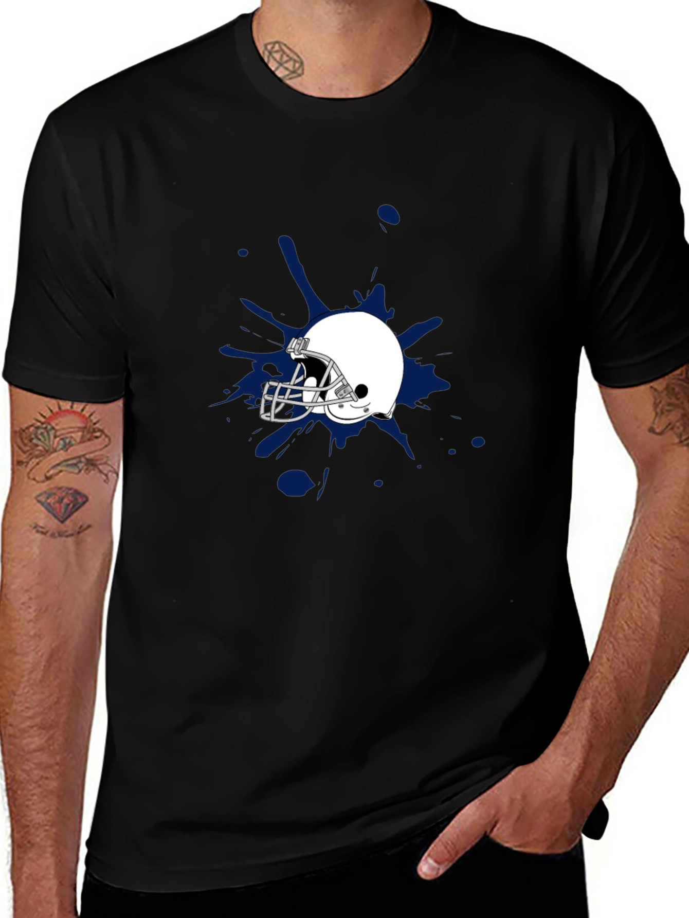 Variant 6 of Football Helmet Splash Graphic Tee - Stylish & Unique