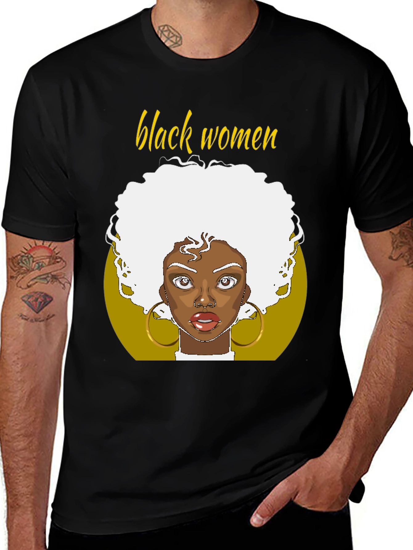 Variant 30 of Black Women Graphic Tee - Afro Art T-Shirt