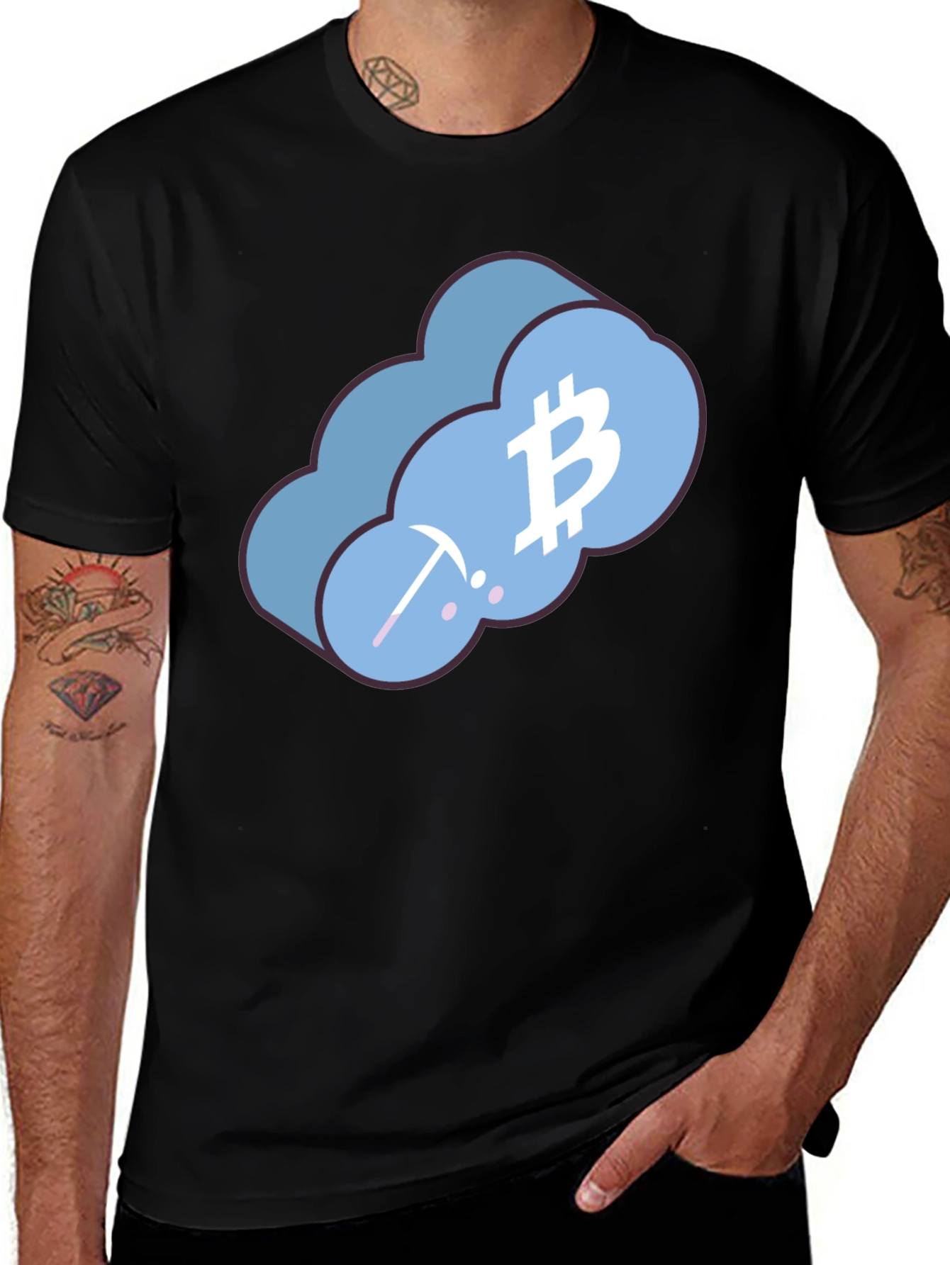 Variant 12 of Bitcoin Cloud Mining T-Shirt - Black Crypto Tee