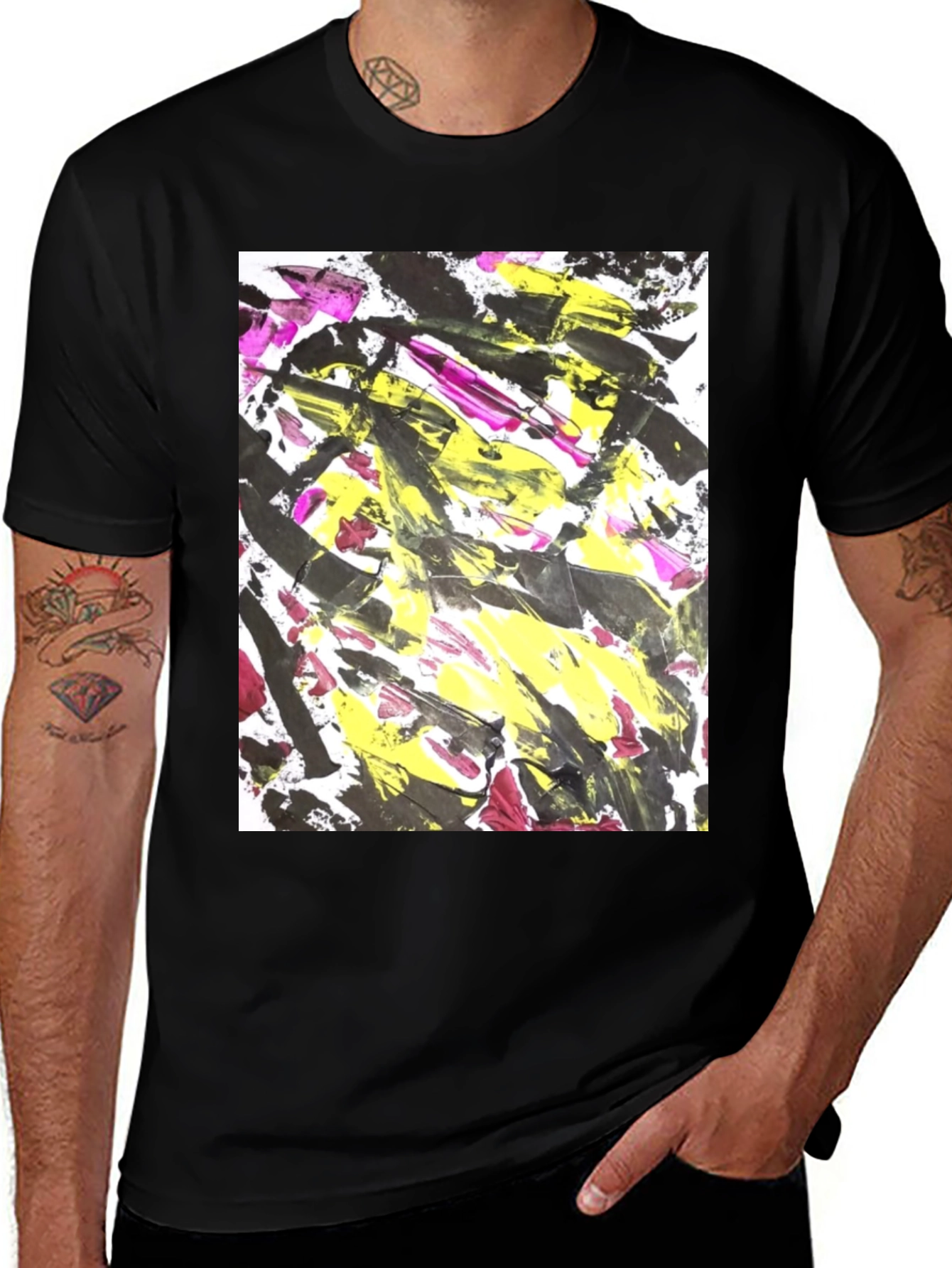 Variant 11 of Abstract Art Graphic Tee - Bold Black Cotton T-Shirt