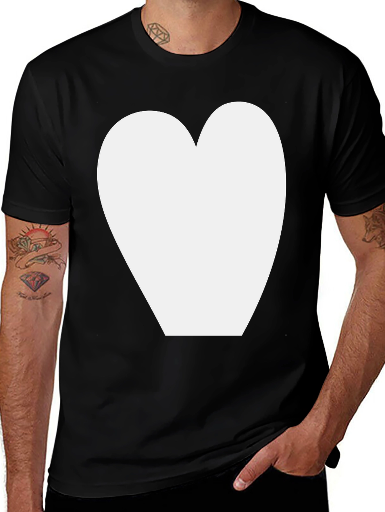 Variant 18 of Heart Graphic Tee - Casual Black T-Shirt