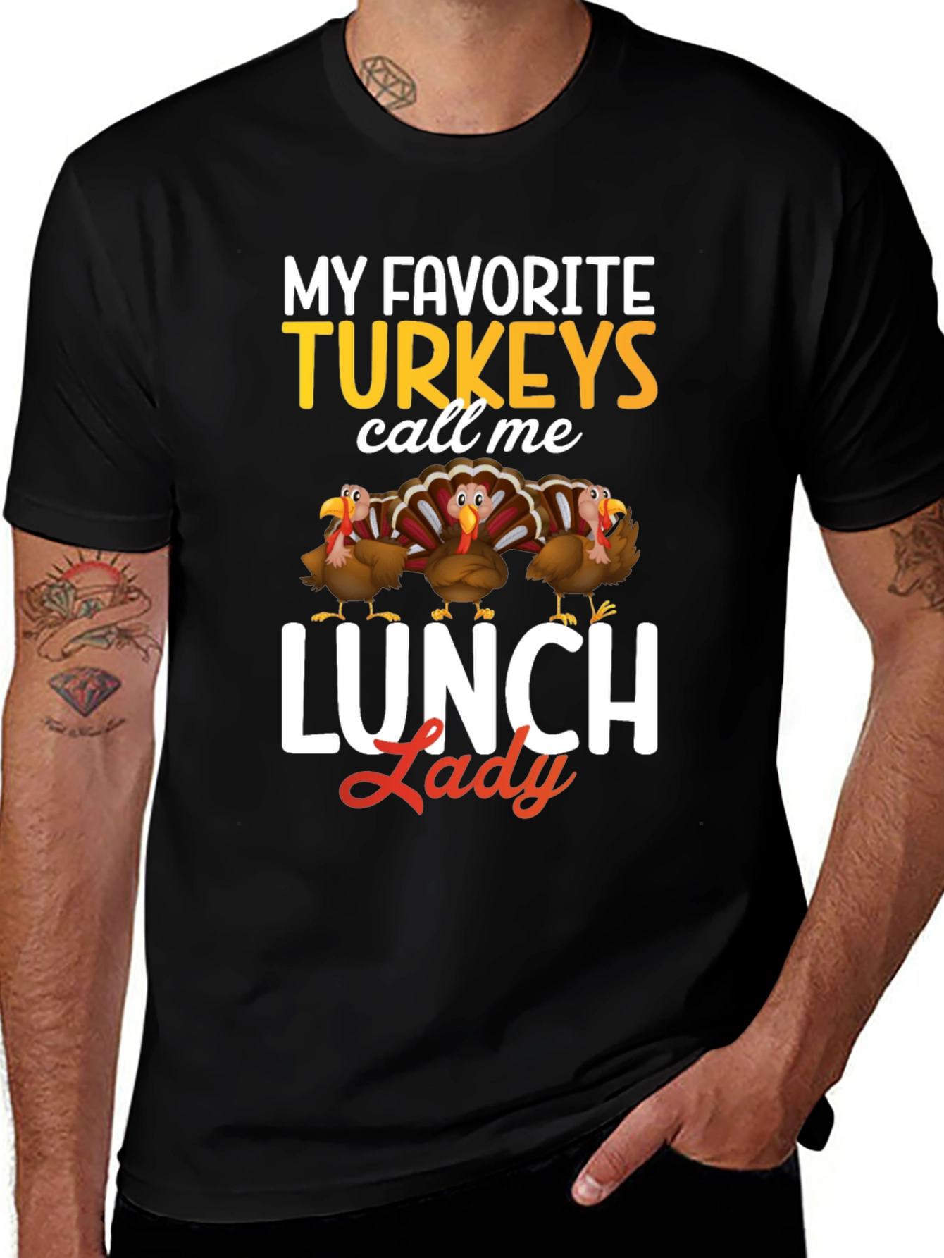 Funny Thanksgiving Lunch Lady Turkey T-Shirt
