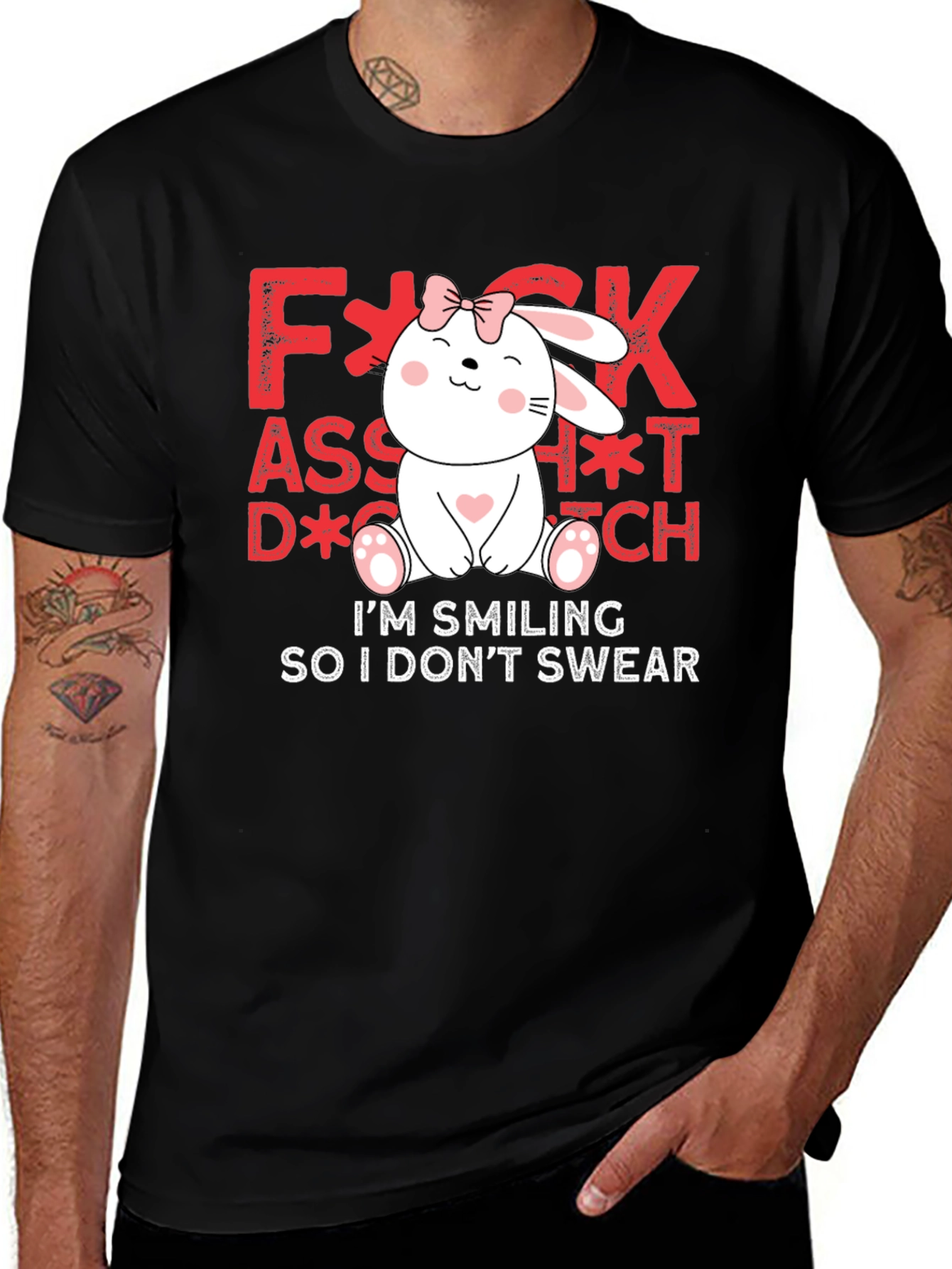 Variant 21 of Funny Bunny Graphic Tee - I'm Smiling So I Don't Swear