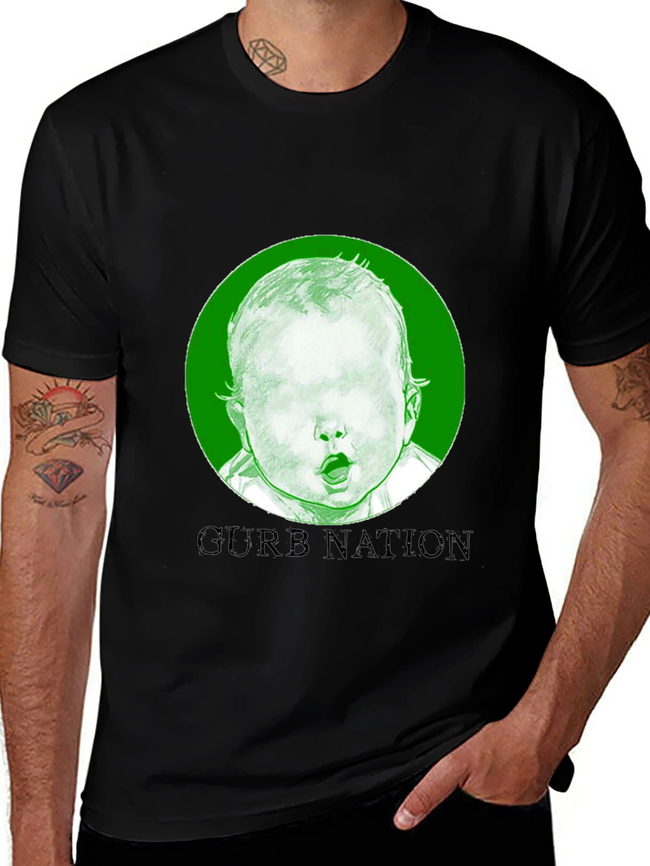Variant 2 of Gurb Nation Baby Print Black T-Shirt