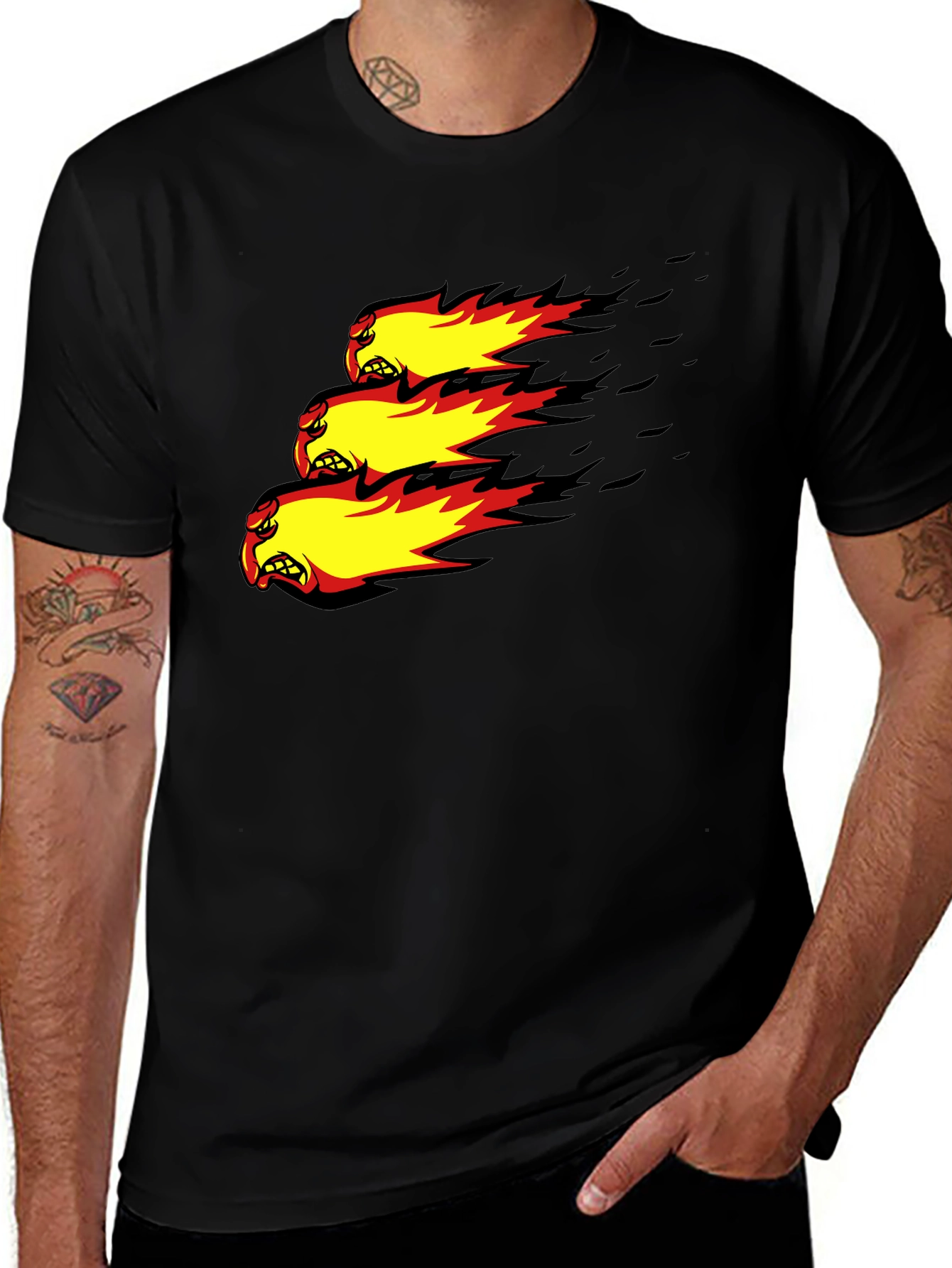Variant 19 of Fiery Angry Ball Graphic Black T-Shirt